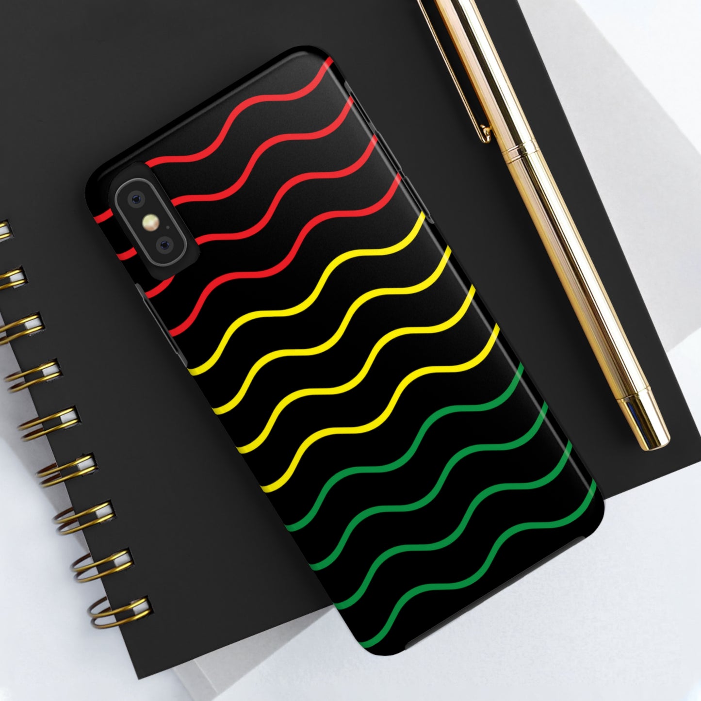 Rastafarian Chevron Pattern Phone Case, Vibrant Color Design, Unique Rasta Phone Cover, Stylish Protective Case