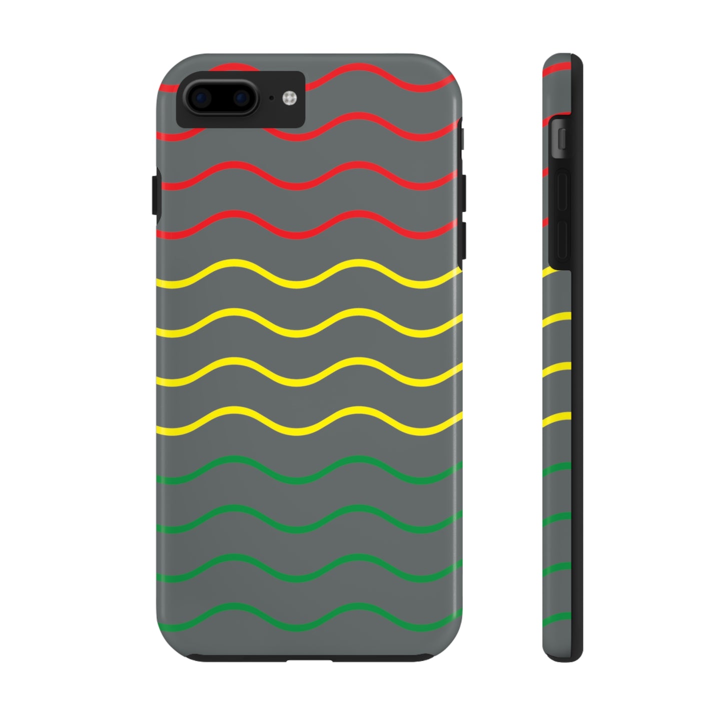 Rastafarian Chevron Pattern Phone Case, Vibrant Color Design, Unique Rasta Phone Cover, Stylish Protective Case (Gray Background)