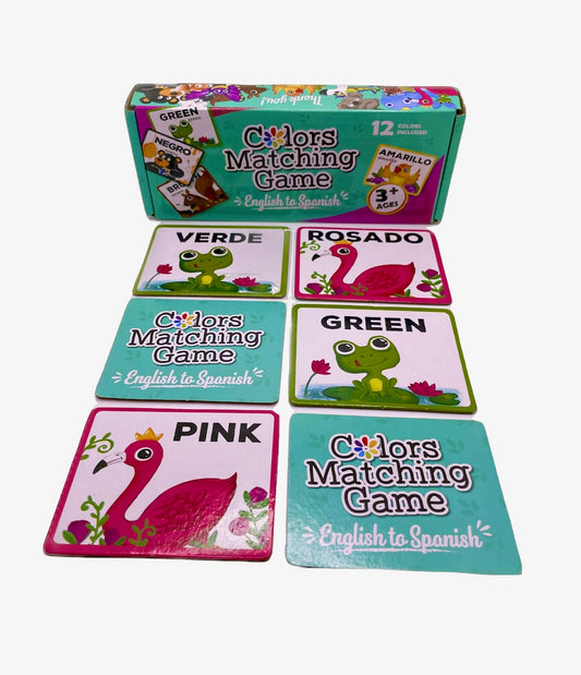 URBAN SUPPLY CO. Bilingual Colors Matching Memory Game - Learn Spanish and English Colors. ESL and Language Immersion for Early Children's Reading.