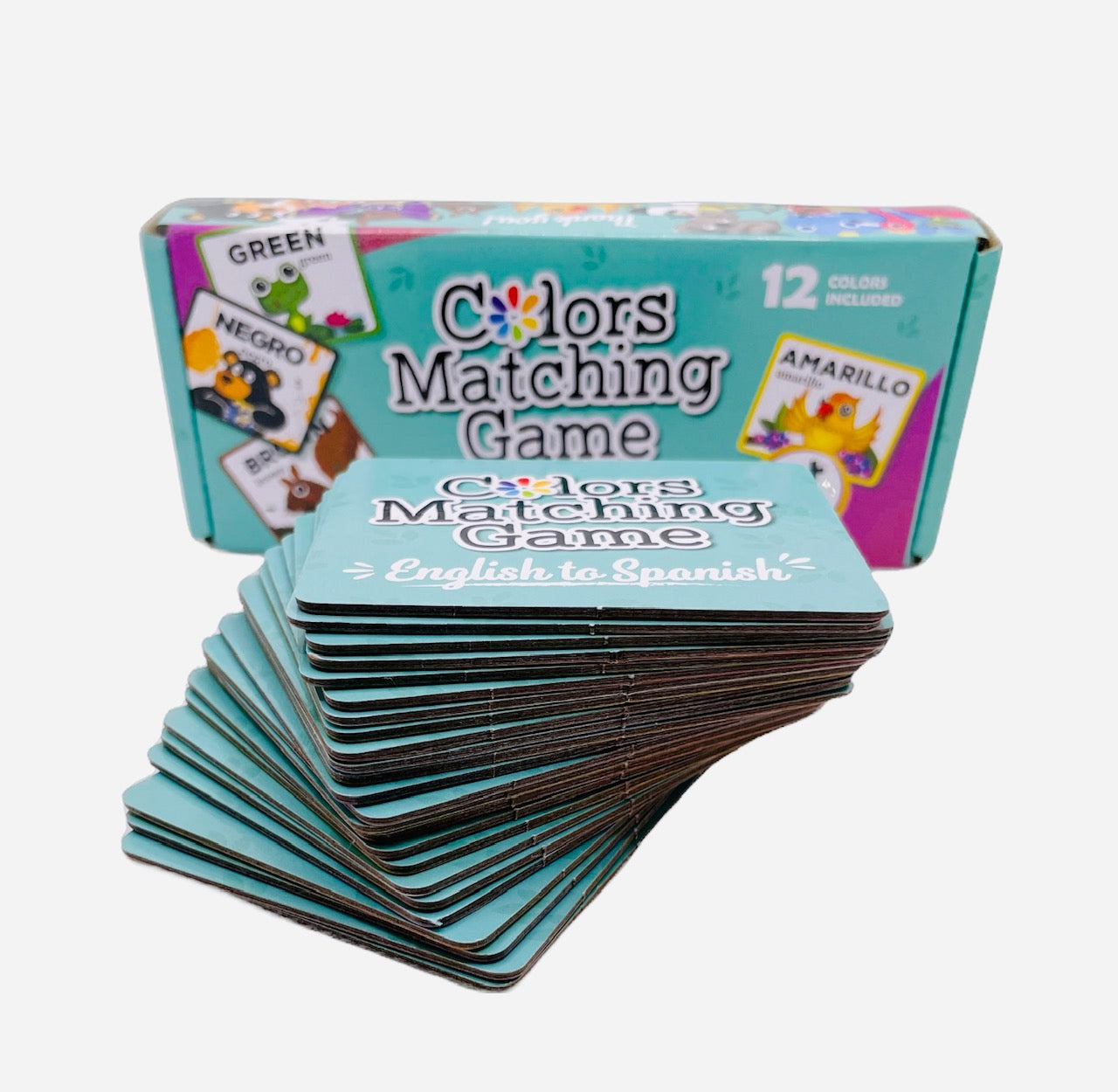 URBAN SUPPLY CO. Bilingual Colors Matching Memory Game - Learn Spanish and English Colors. ESL and Language Immersion for Early Children's Reading.