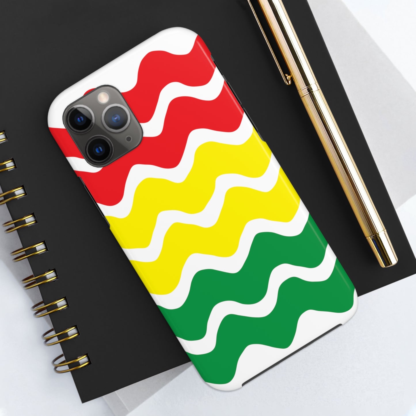 Rastafarian Chevron Pattern Phone Case, Vibrant Color Design, Unique Rasta Phone Cover, Stylish Protective Case