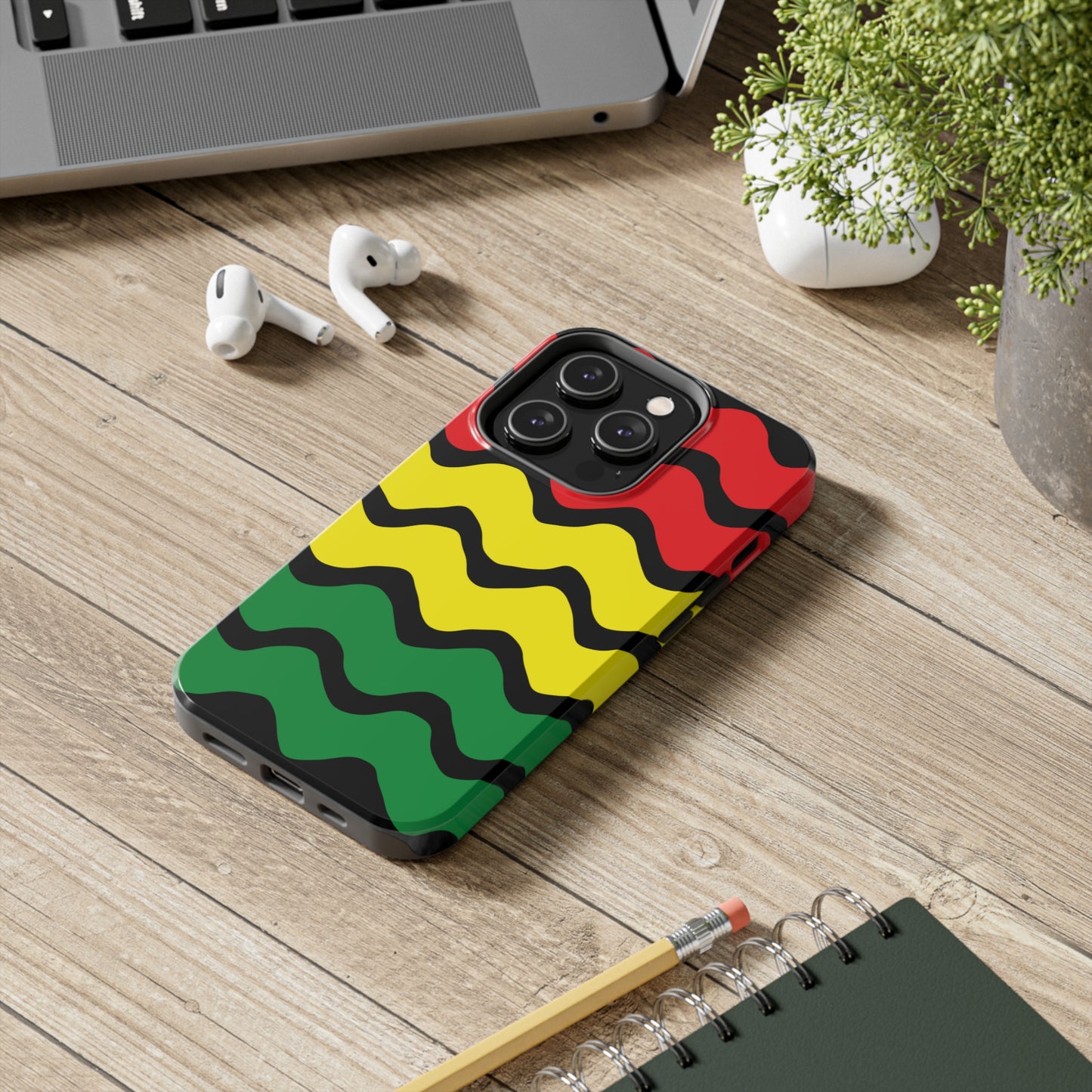 Rastafarian Chevron Pattern Phone Case, Vibrant Color Design, Unique Rasta Phone Cover, Stylish Protective Case