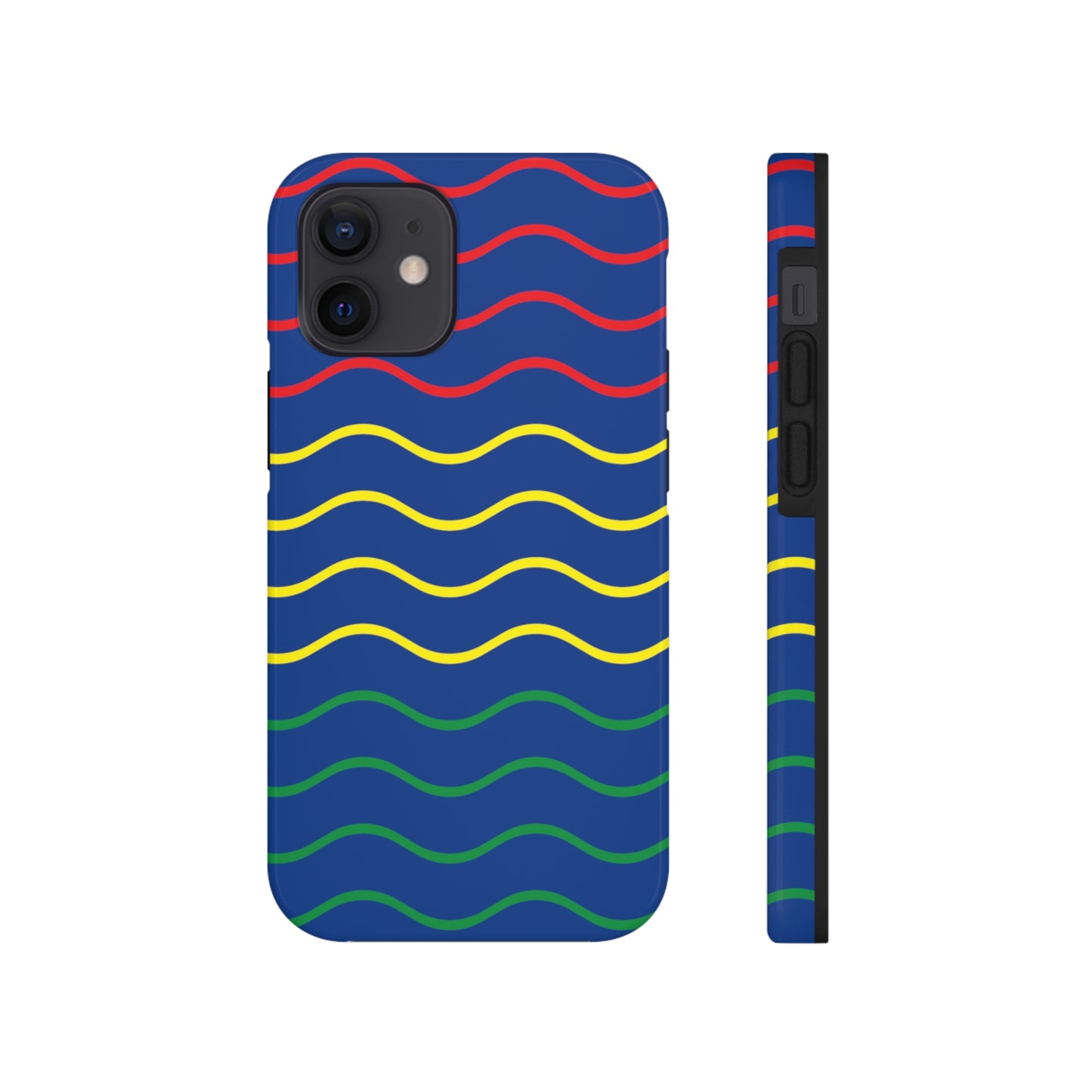 Rastafarian Chevron Pattern Phone Case, Vibrant Color Design, Unique Rasta Phone Cover, Stylish Protective Case (Navy Blue Background)