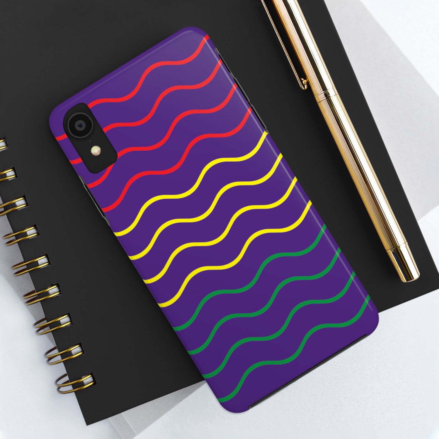 Rastafarian Chevron Pattern Phone Case, Vibrant Color Design, Unique Rasta Phone Cover, Stylish Protective Case (Purple Background)