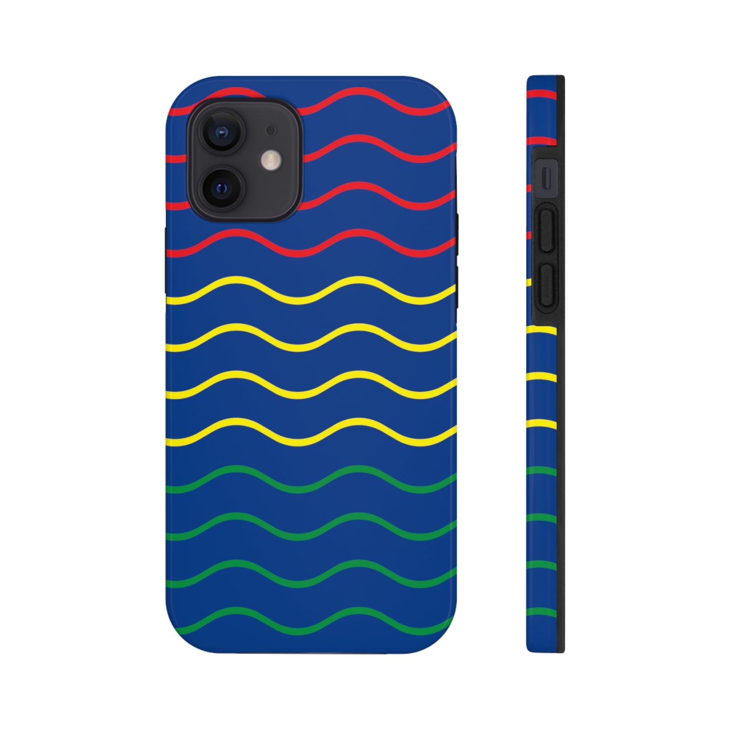 Rastafarian Chevron Pattern Phone Case, Vibrant Color Design, Unique Rasta Phone Cover, Stylish Protective Case (Navy Blue Background)