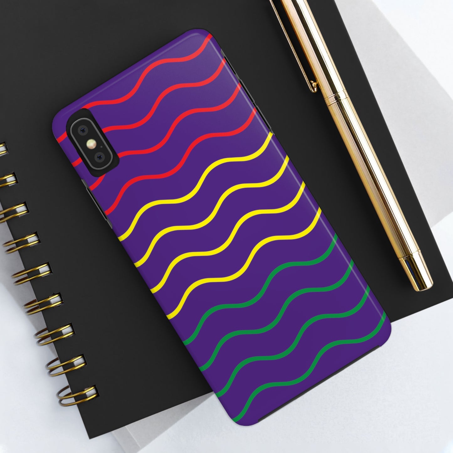 Rastafarian Chevron Pattern Phone Case, Vibrant Color Design, Unique Rasta Phone Cover, Stylish Protective Case (Purple Background)