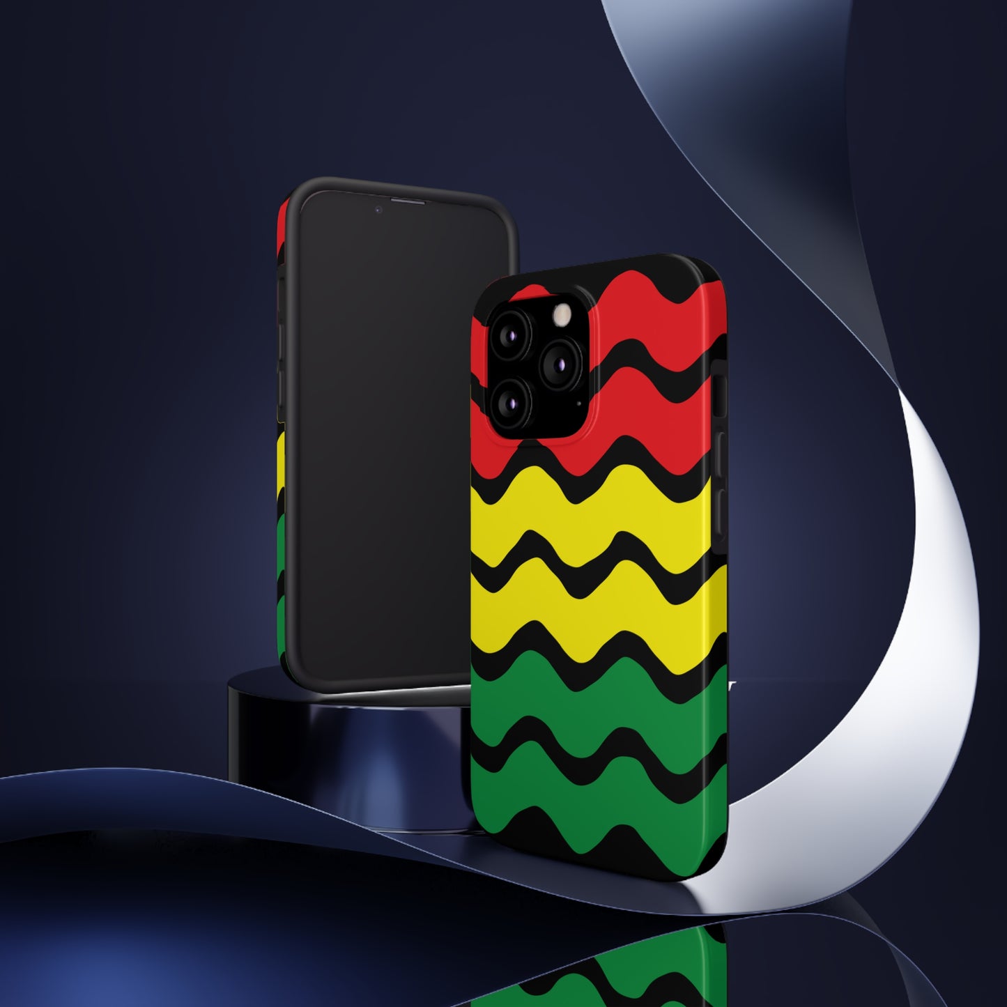 Rastafarian Chevron Pattern Phone Case, Vibrant Color Design, Unique Rasta Phone Cover, Stylish Protective Case