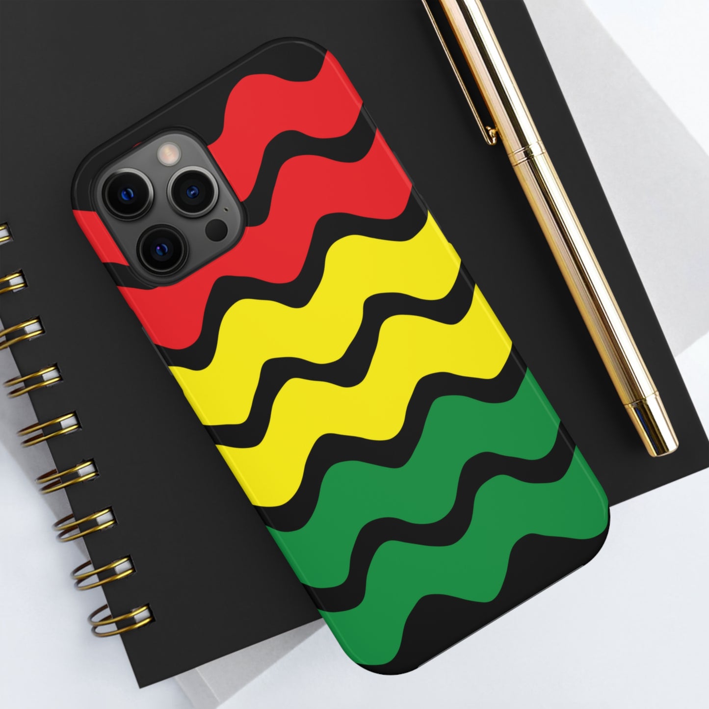 Rastafarian Chevron Pattern Phone Case, Vibrant Color Design, Unique Rasta Phone Cover, Stylish Protective Case