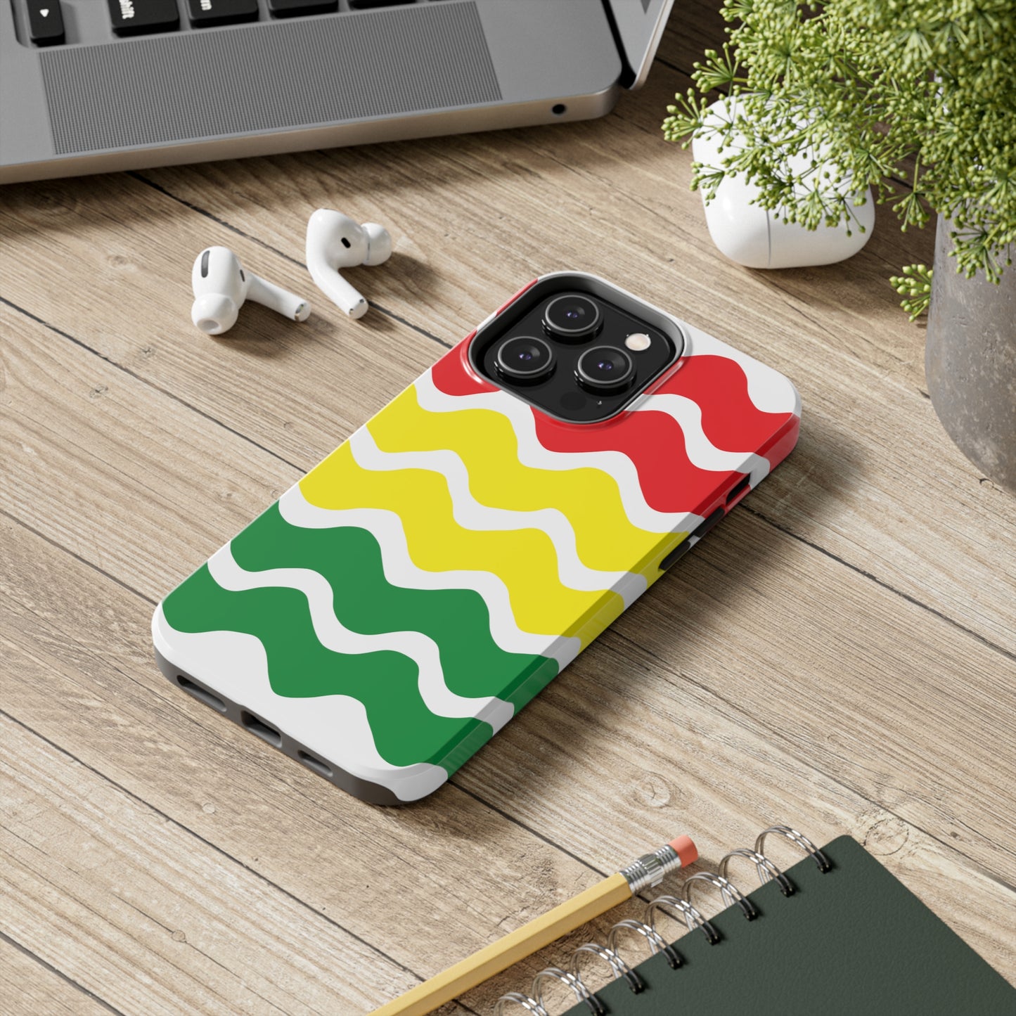 Rastafarian Chevron Pattern Phone Case, Vibrant Color Design, Unique Rasta Phone Cover, Stylish Protective Case