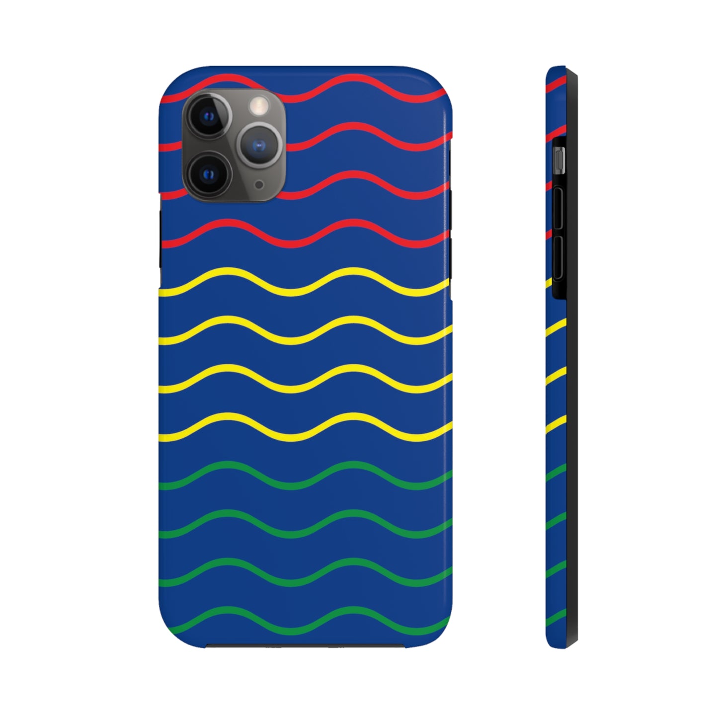 Rastafarian Chevron Pattern Phone Case, Vibrant Color Design, Unique Rasta Phone Cover, Stylish Protective Case (Navy Blue Background)