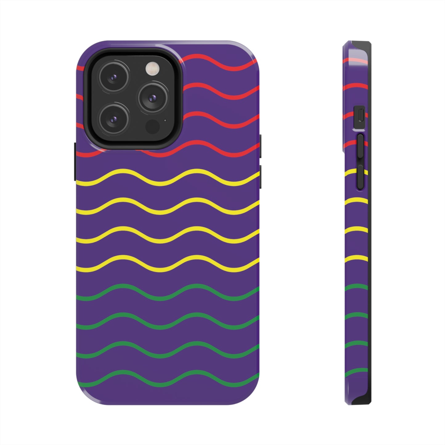 Rastafarian Chevron Pattern Phone Case, Vibrant Color Design, Unique Rasta Phone Cover, Stylish Protective Case (Purple Background)