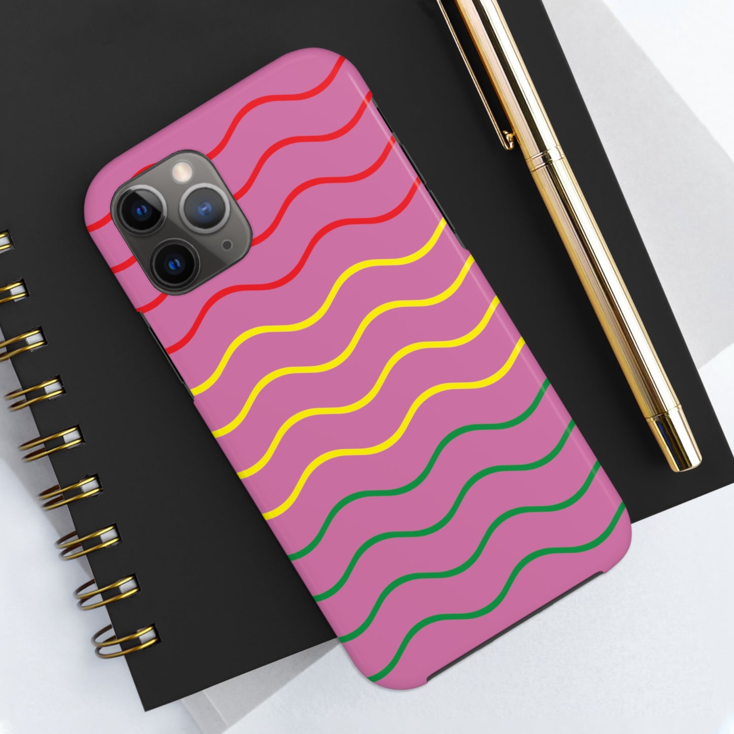 Rastafarian Chevron Pattern Phone Case, Vibrant Color Design, Unique Rasta Phone Cover, Stylish Protective Case