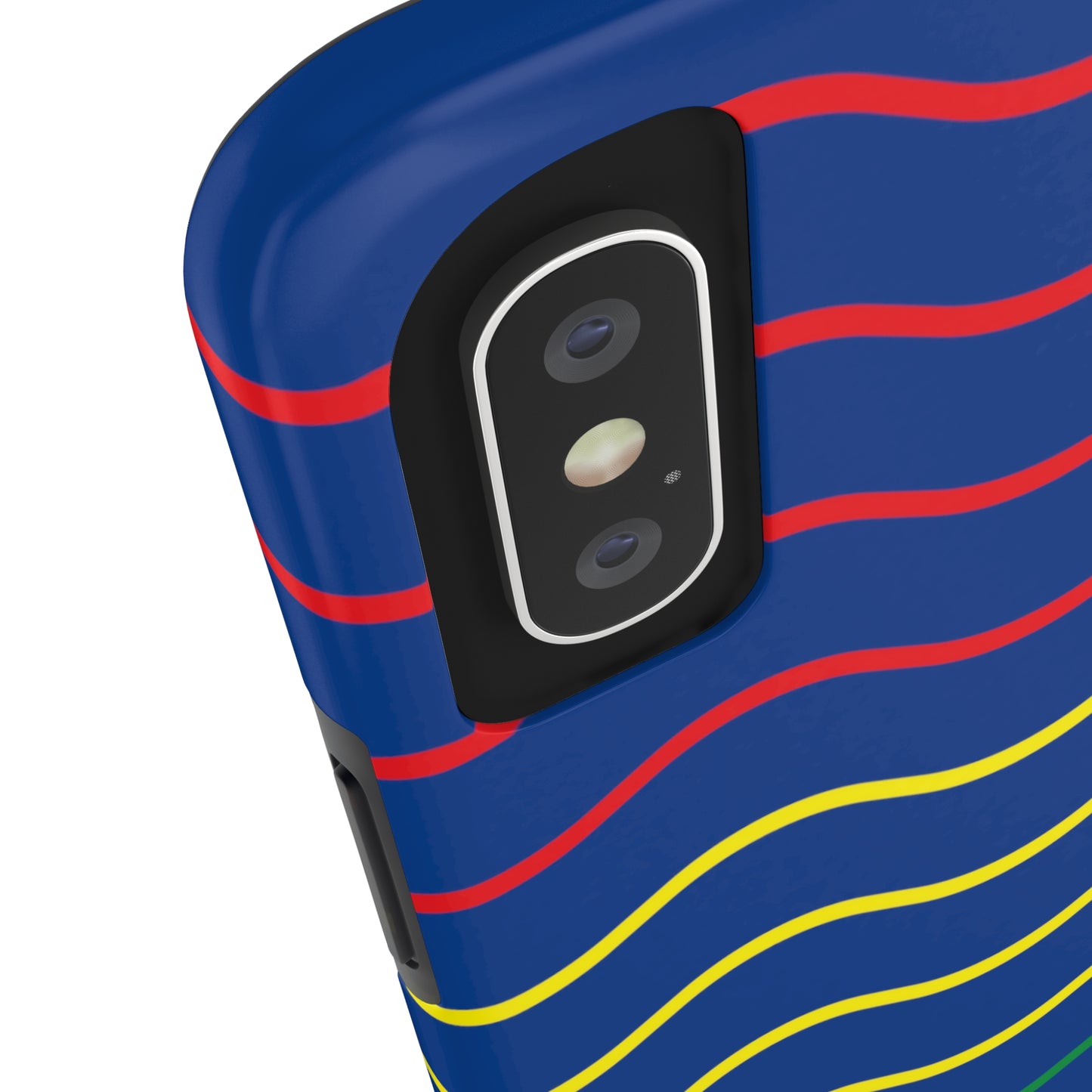 Rastafarian Chevron Pattern Phone Case, Vibrant Color Design, Unique Rasta Phone Cover, Stylish Protective Case (Navy Blue Background)