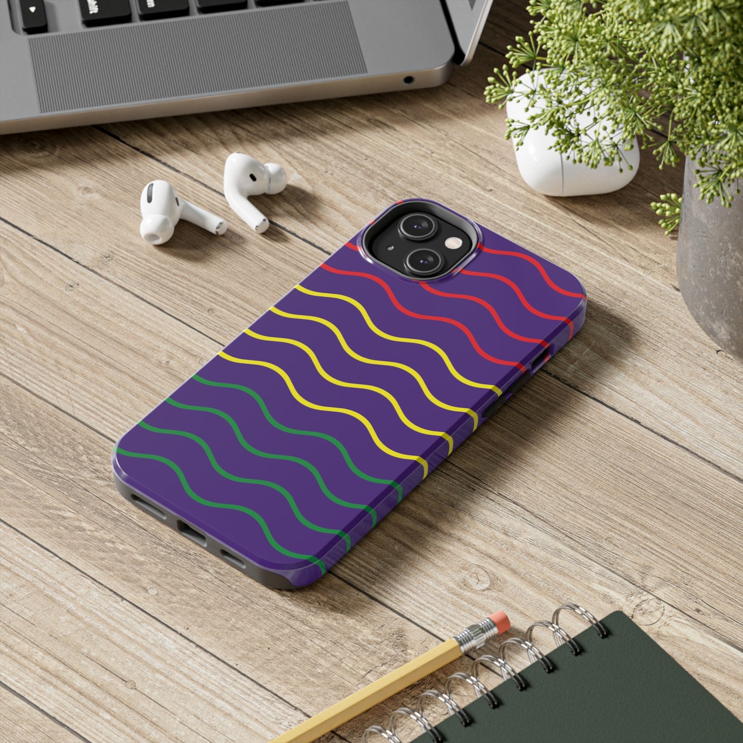 Rastafarian Chevron Pattern Phone Case, Vibrant Color Design, Unique Rasta Phone Cover, Stylish Protective Case (Purple Background)