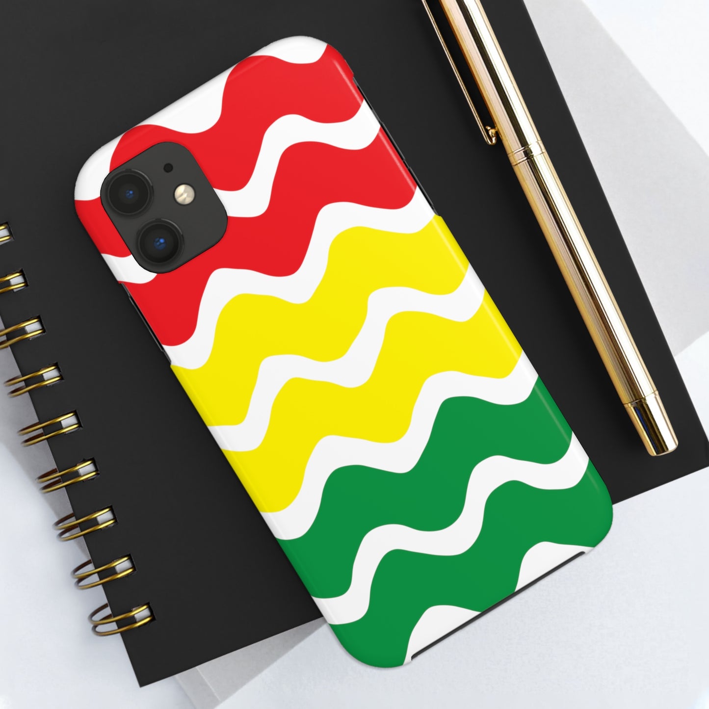 Rastafarian Chevron Pattern Phone Case, Vibrant Color Design, Unique Rasta Phone Cover, Stylish Protective Case