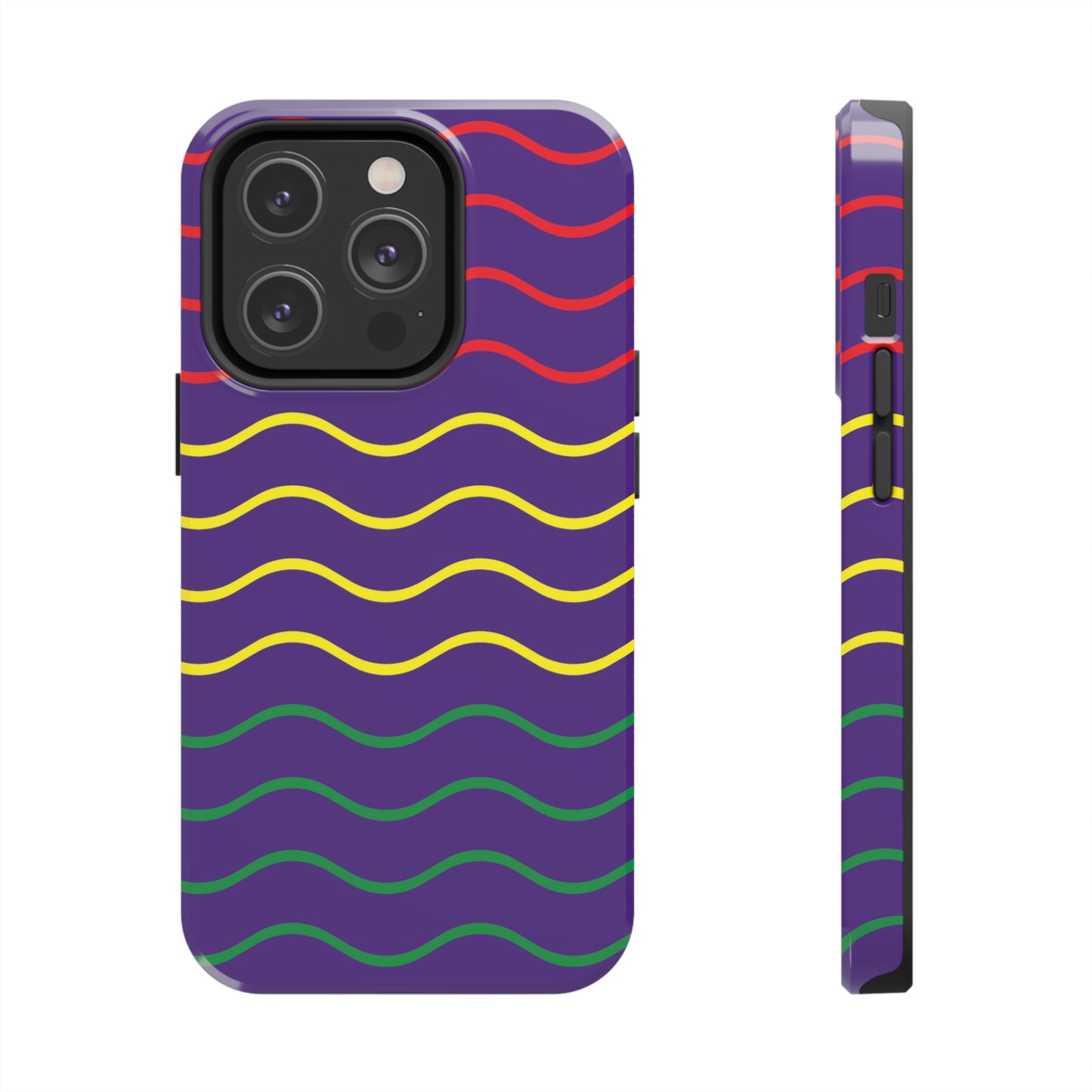 Rastafarian Chevron Pattern Phone Case, Vibrant Color Design, Unique Rasta Phone Cover, Stylish Protective Case (Purple Background)