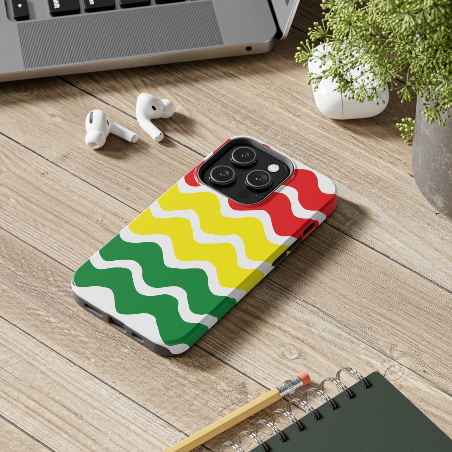 Rastafarian Chevron Pattern Phone Case, Vibrant Color Design, Unique Rasta Phone Cover, Stylish Protective Case