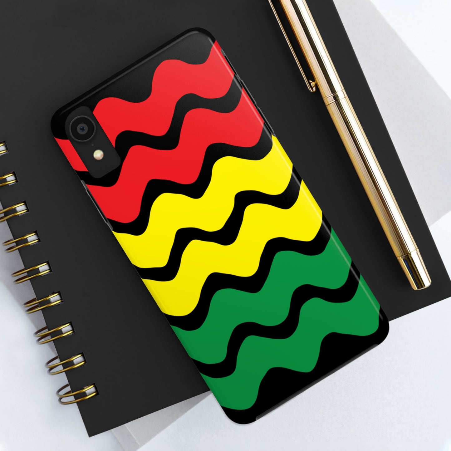 Rastafarian Chevron Pattern Phone Case, Vibrant Color Design, Unique Rasta Phone Cover, Stylish Protective Case