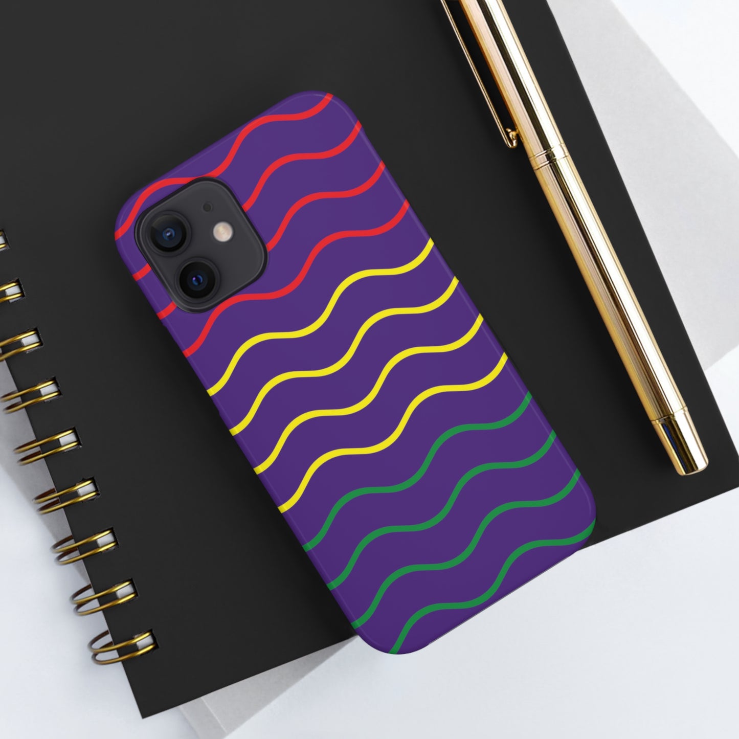 Rastafarian Chevron Pattern Phone Case, Vibrant Color Design, Unique Rasta Phone Cover, Stylish Protective Case (Purple Background)