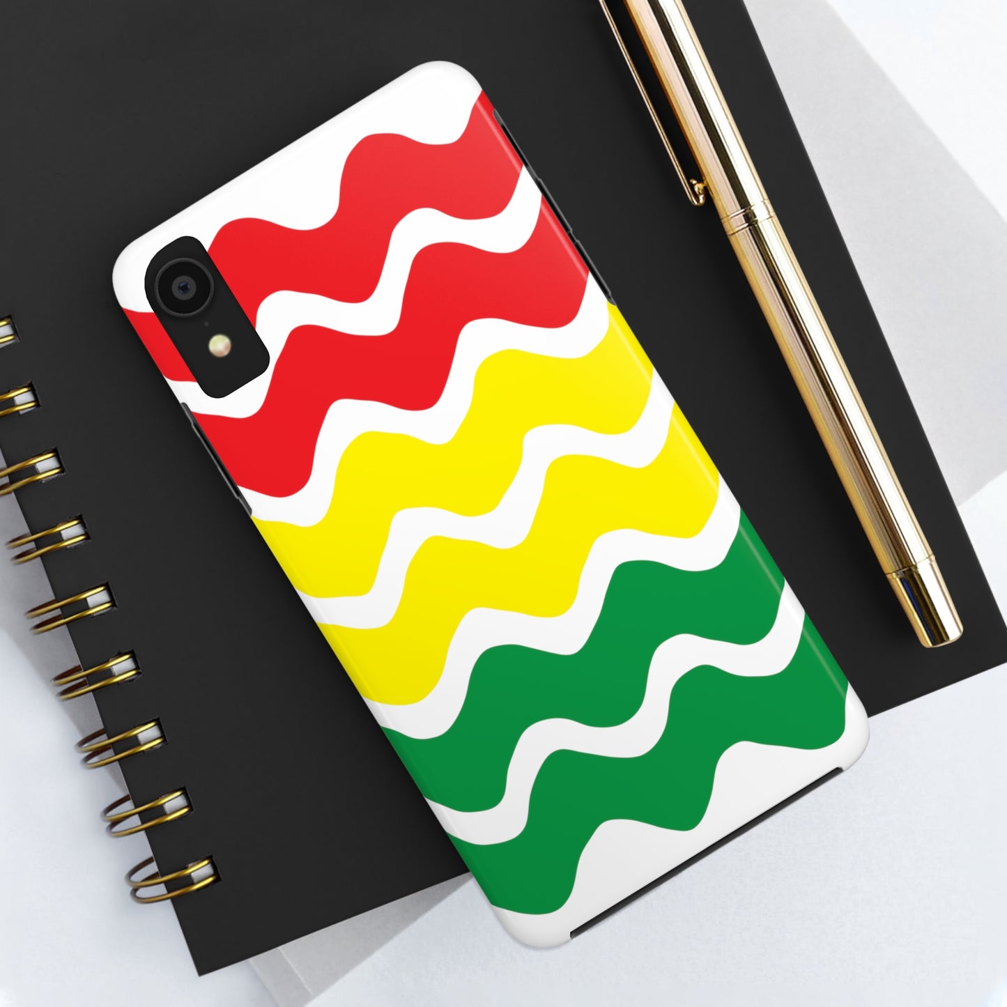 Rastafarian Chevron Pattern Phone Case, Vibrant Color Design, Unique Rasta Phone Cover, Stylish Protective Case