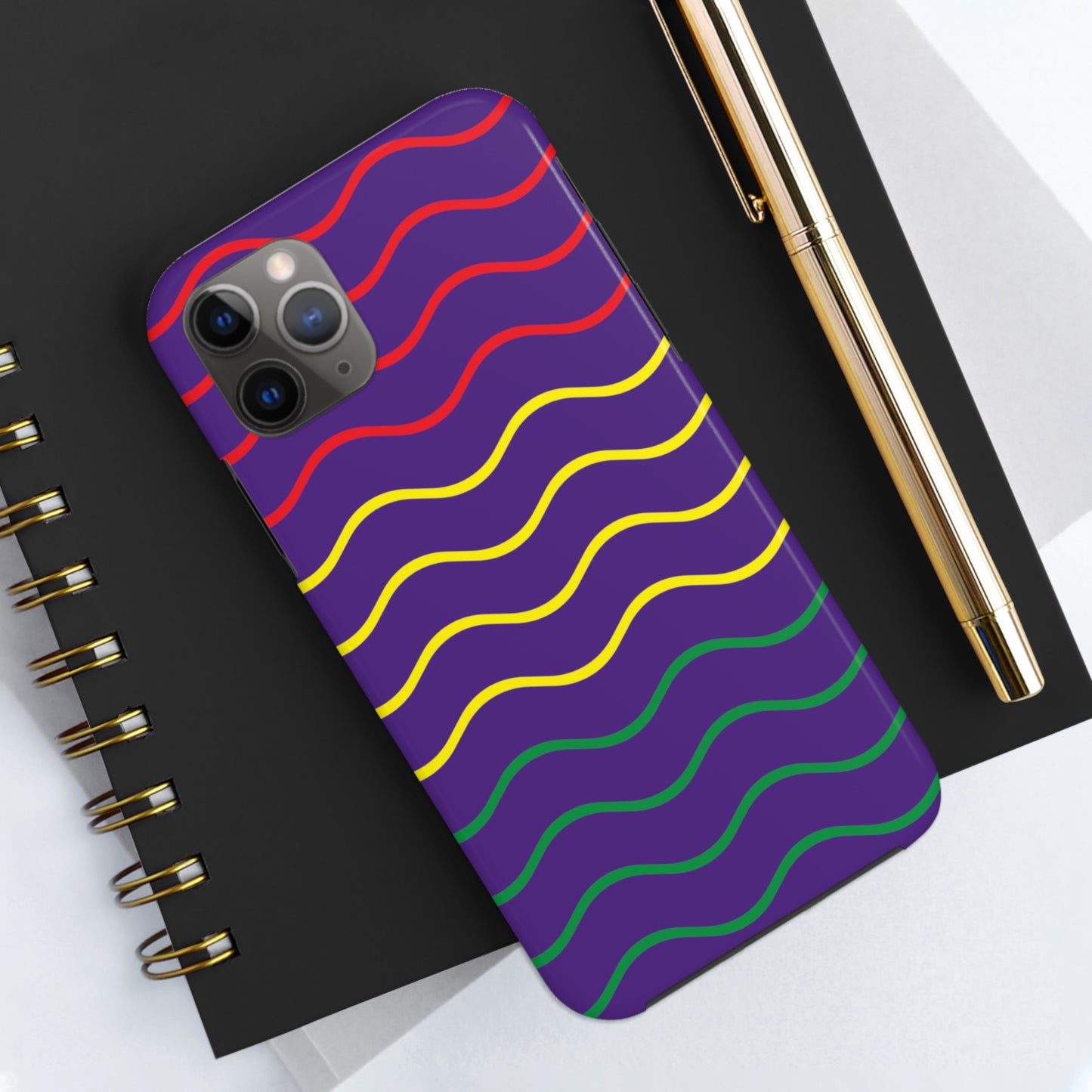 Rastafarian Chevron Pattern Phone Case, Vibrant Color Design, Unique Rasta Phone Cover, Stylish Protective Case (Purple Background)