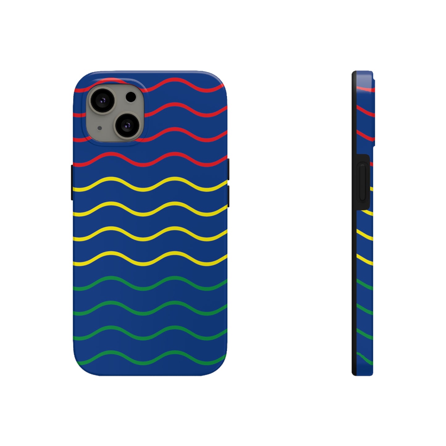 Rastafarian Chevron Pattern Phone Case, Vibrant Color Design, Unique Rasta Phone Cover, Stylish Protective Case (Navy Blue Background)