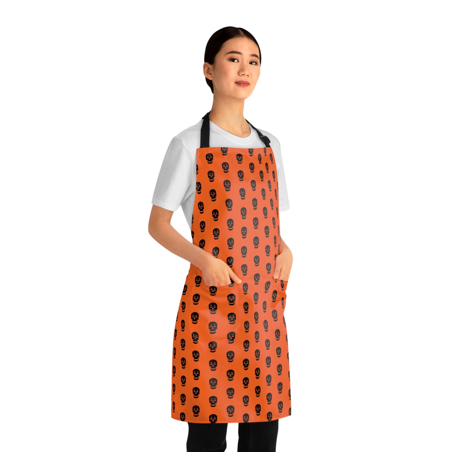 Nautical Skull Anchor Eyes Apron - Stylish Maritime Cooking and Baking Apron (Orange)