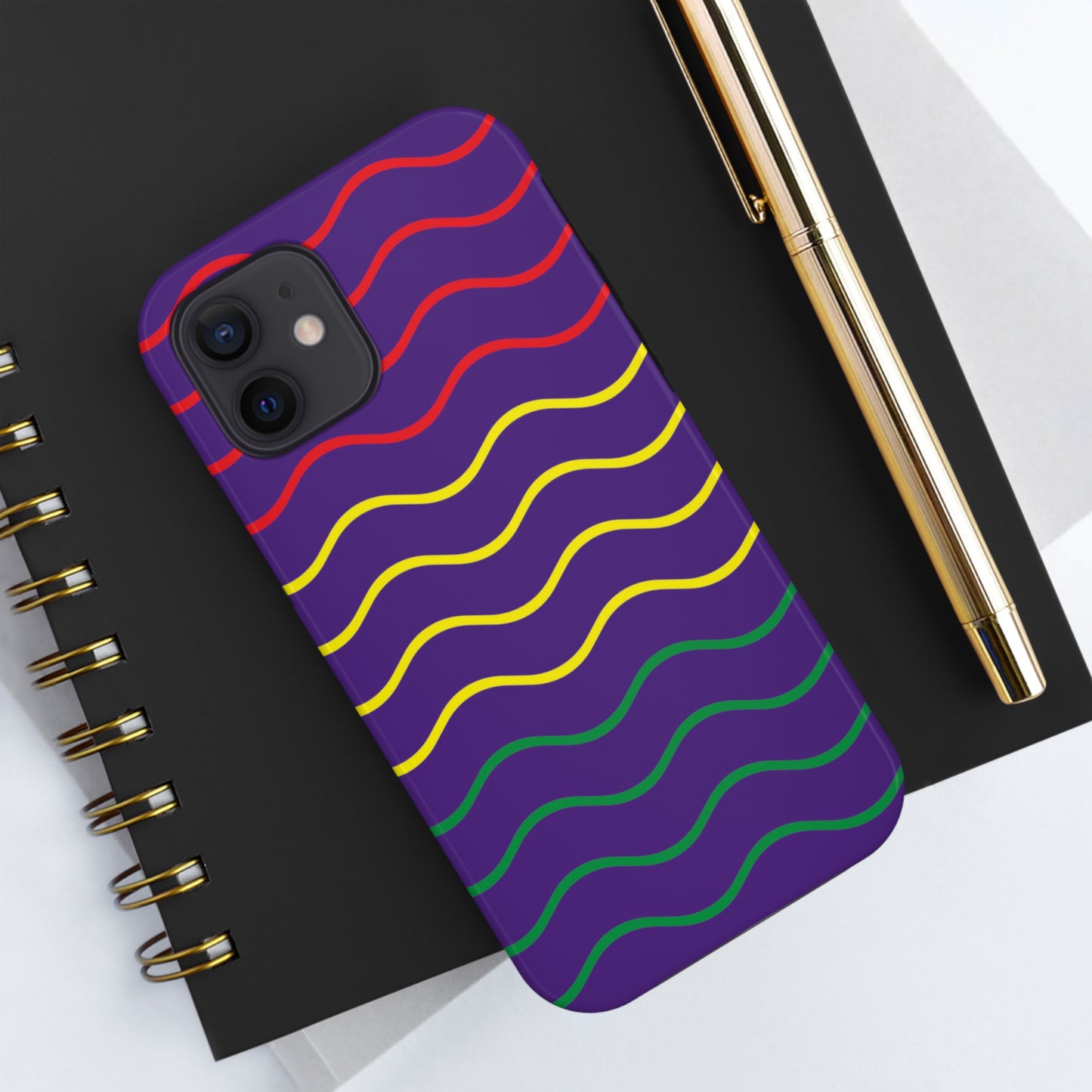 Rastafarian Chevron Pattern Phone Case, Vibrant Color Design, Unique Rasta Phone Cover, Stylish Protective Case (Purple Background)