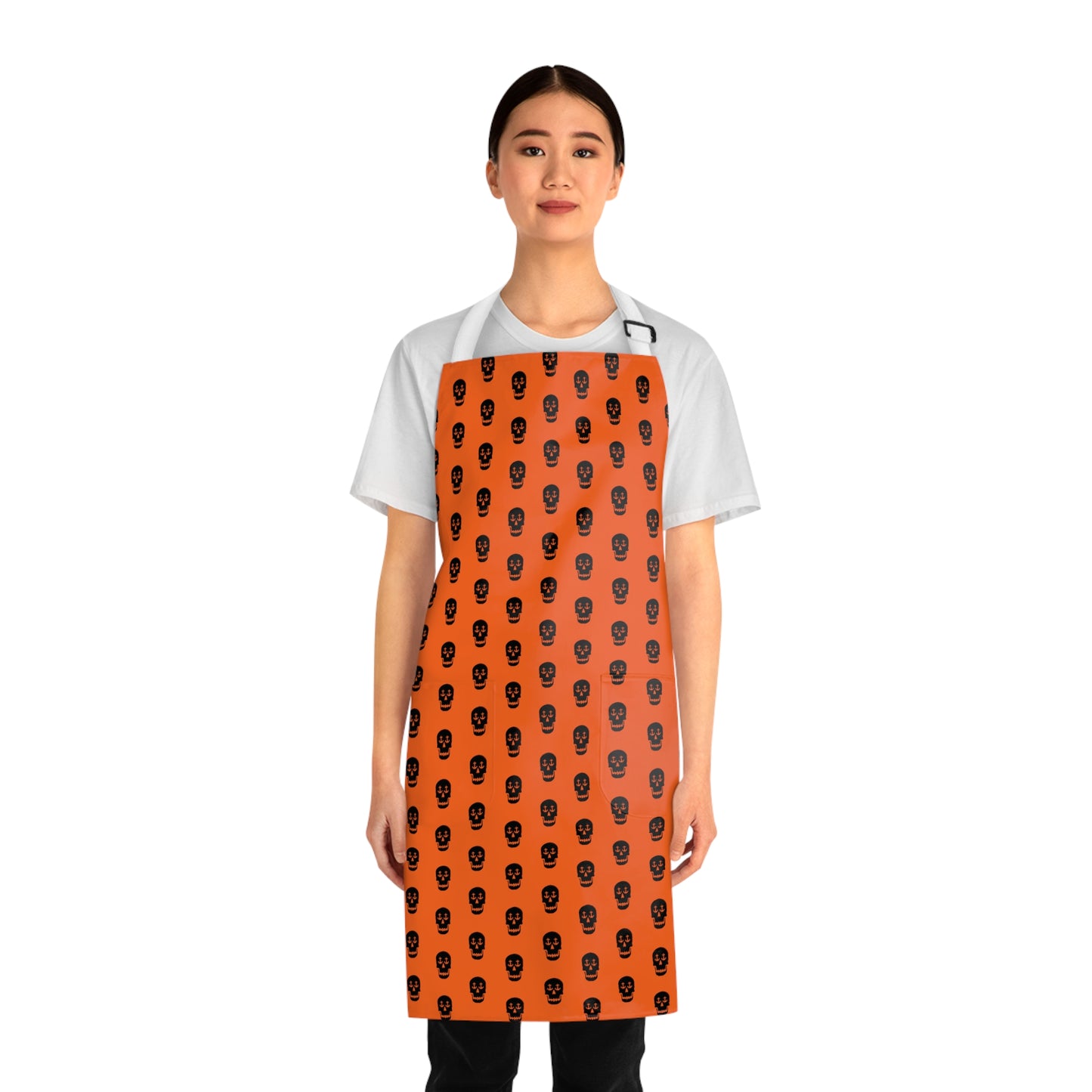 Nautical Skull Anchor Eyes Apron - Stylish Maritime Cooking and Baking Apron (Orange)