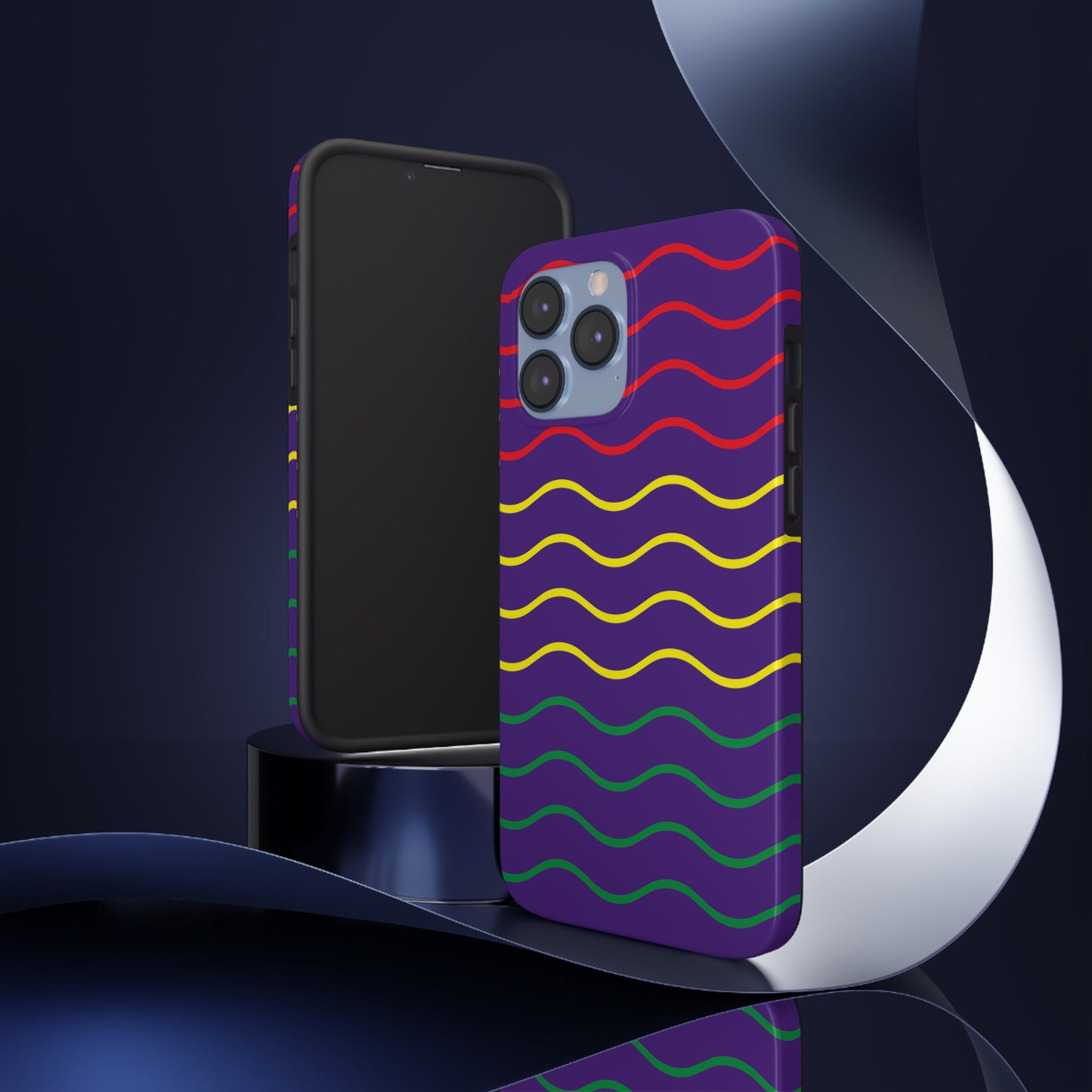 Rastafarian Chevron Pattern Phone Case, Vibrant Color Design, Unique Rasta Phone Cover, Stylish Protective Case (Purple Background)