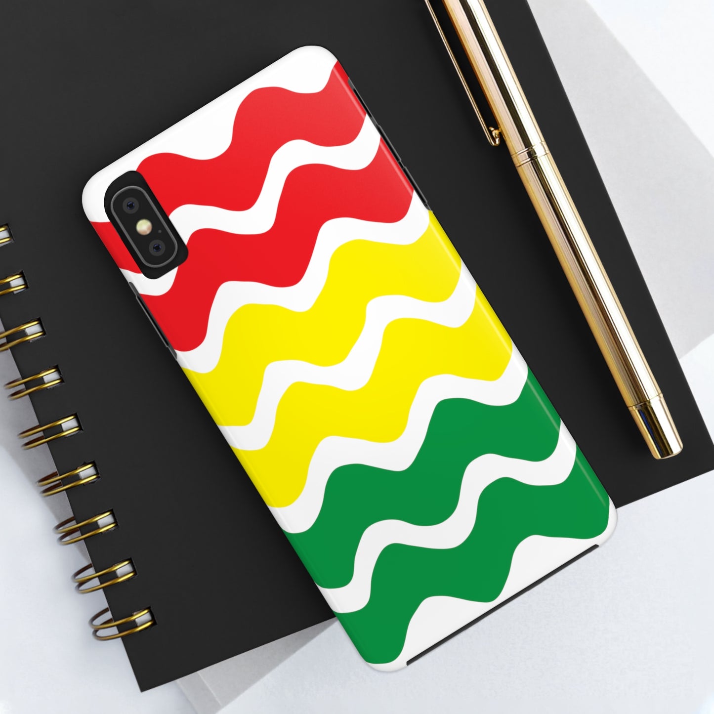 Rastafarian Chevron Pattern Phone Case, Vibrant Color Design, Unique Rasta Phone Cover, Stylish Protective Case