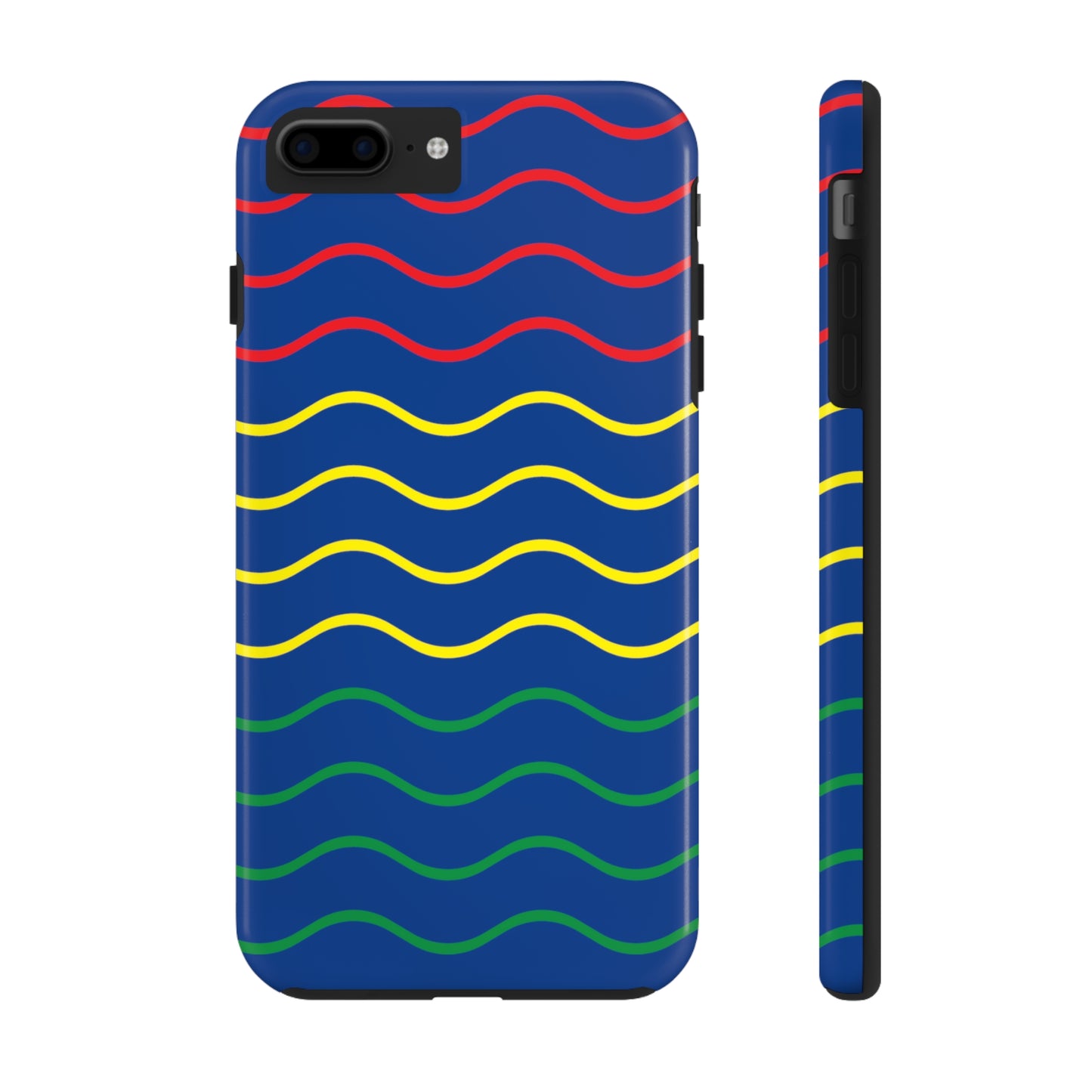 Rastafarian Chevron Pattern Phone Case, Vibrant Color Design, Unique Rasta Phone Cover, Stylish Protective Case (Navy Blue Background)