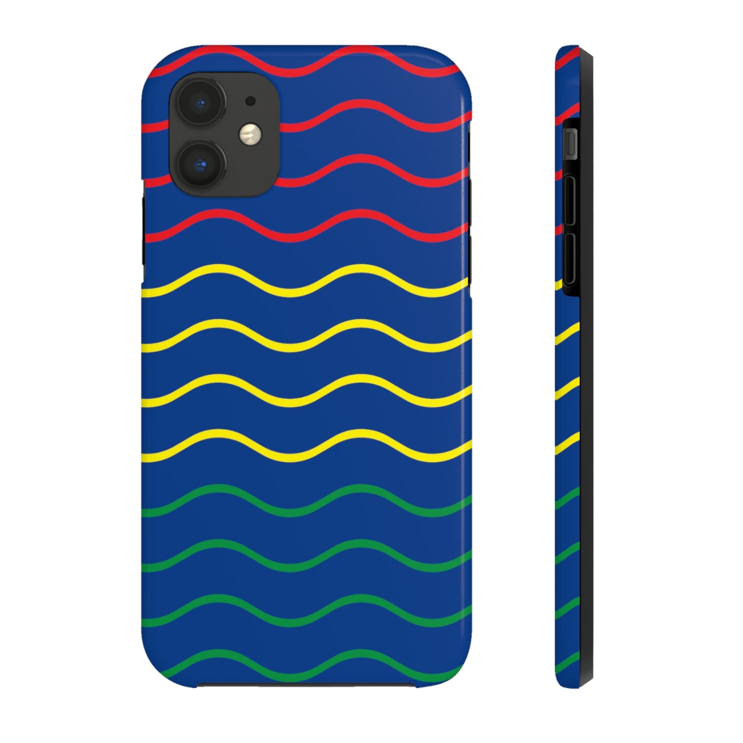 Rastafarian Chevron Pattern Phone Case, Vibrant Color Design, Unique Rasta Phone Cover, Stylish Protective Case (Navy Blue Background)