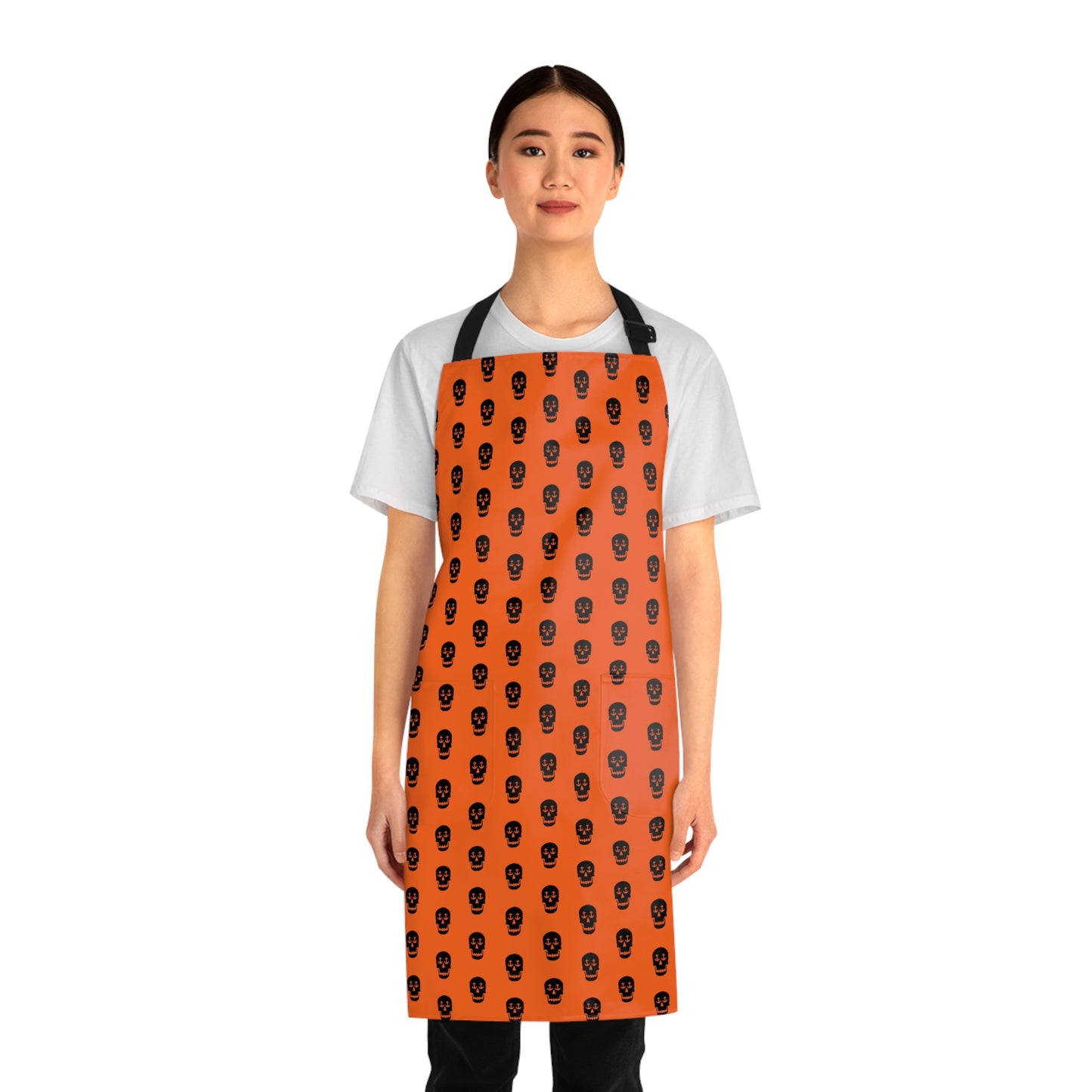 Nautical Skull Anchor Eyes Apron - Stylish Maritime Cooking and Baking Apron (Orange)