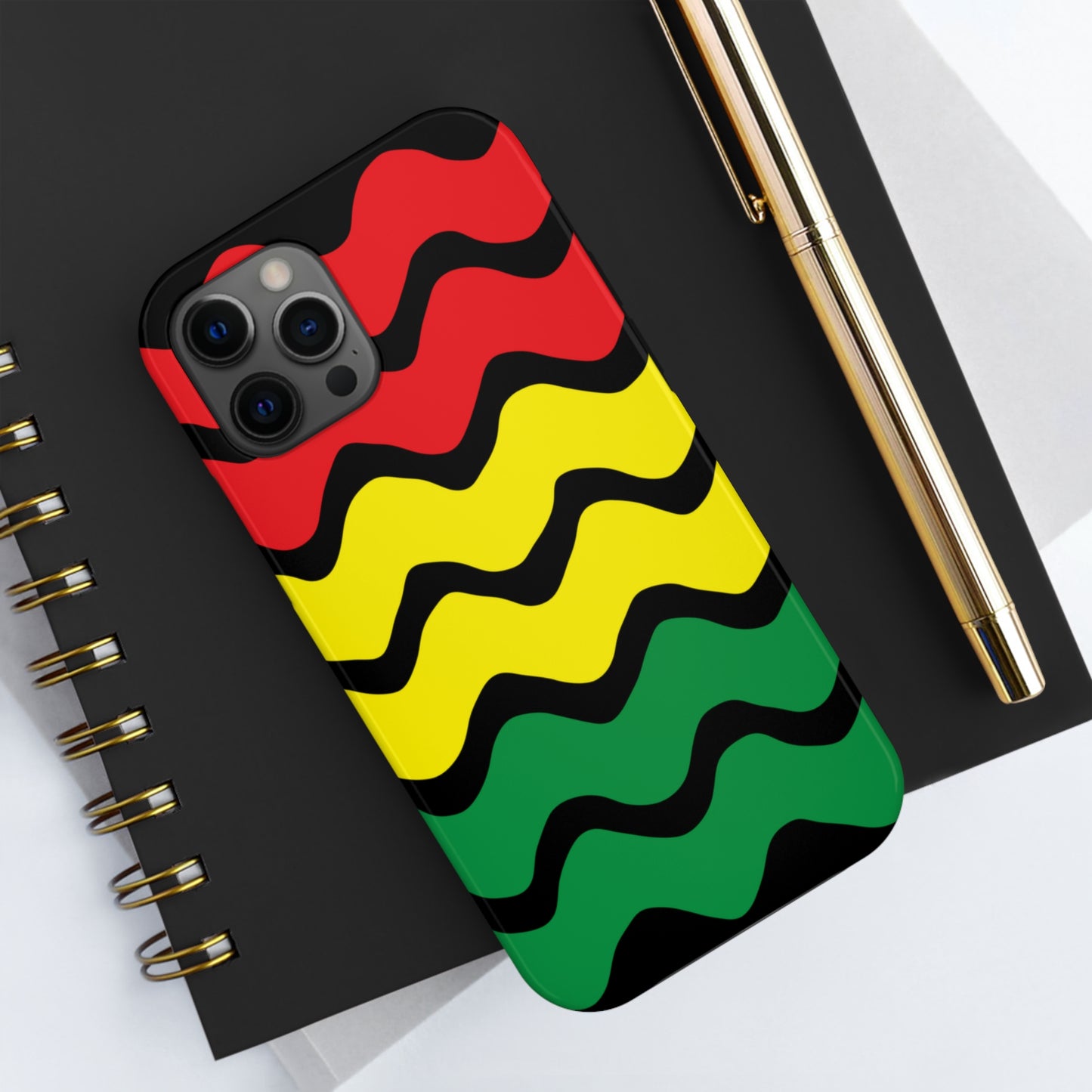 Rastafarian Chevron Pattern Phone Case, Vibrant Color Design, Unique Rasta Phone Cover, Stylish Protective Case