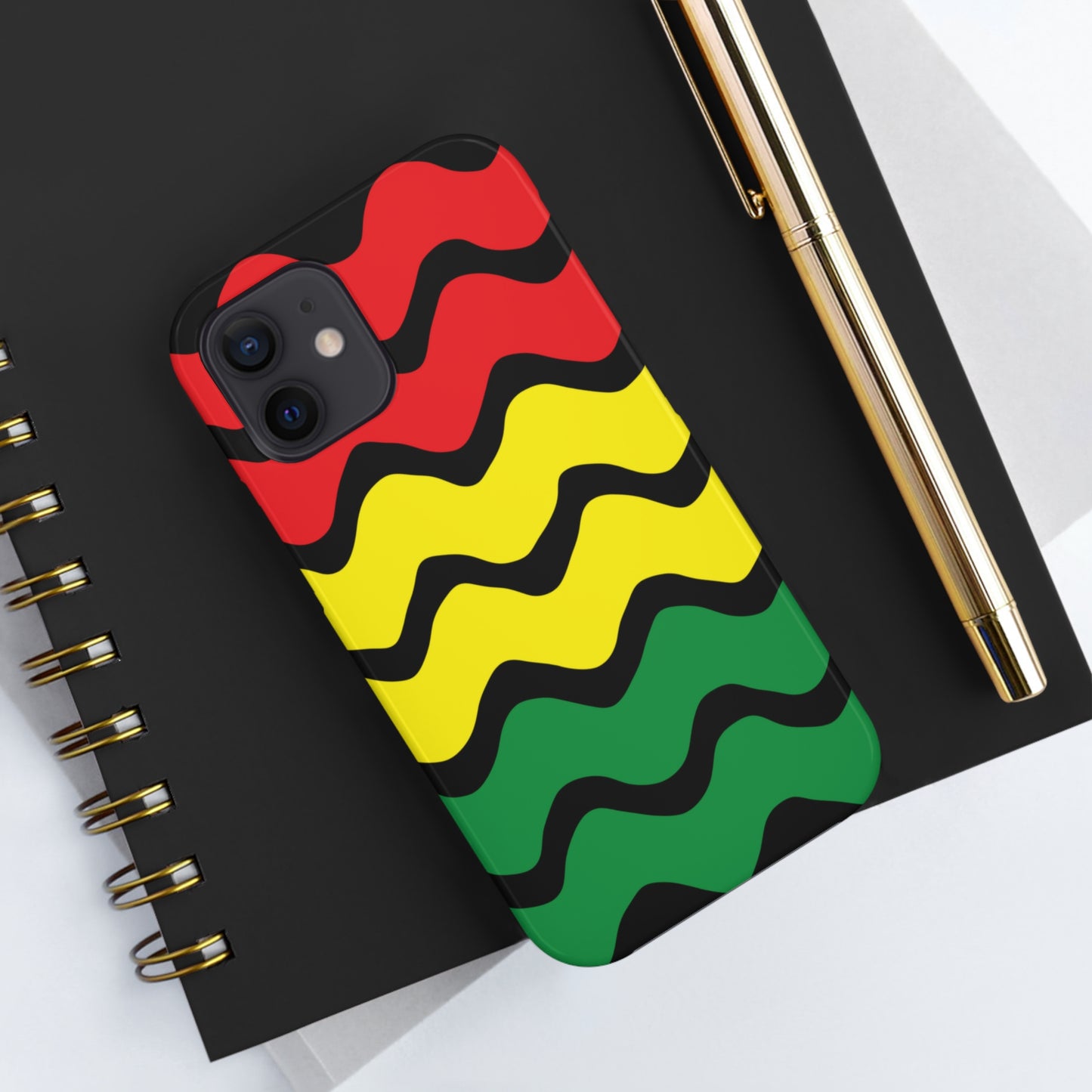 Rastafarian Chevron Pattern Phone Case, Vibrant Color Design, Unique Rasta Phone Cover, Stylish Protective Case