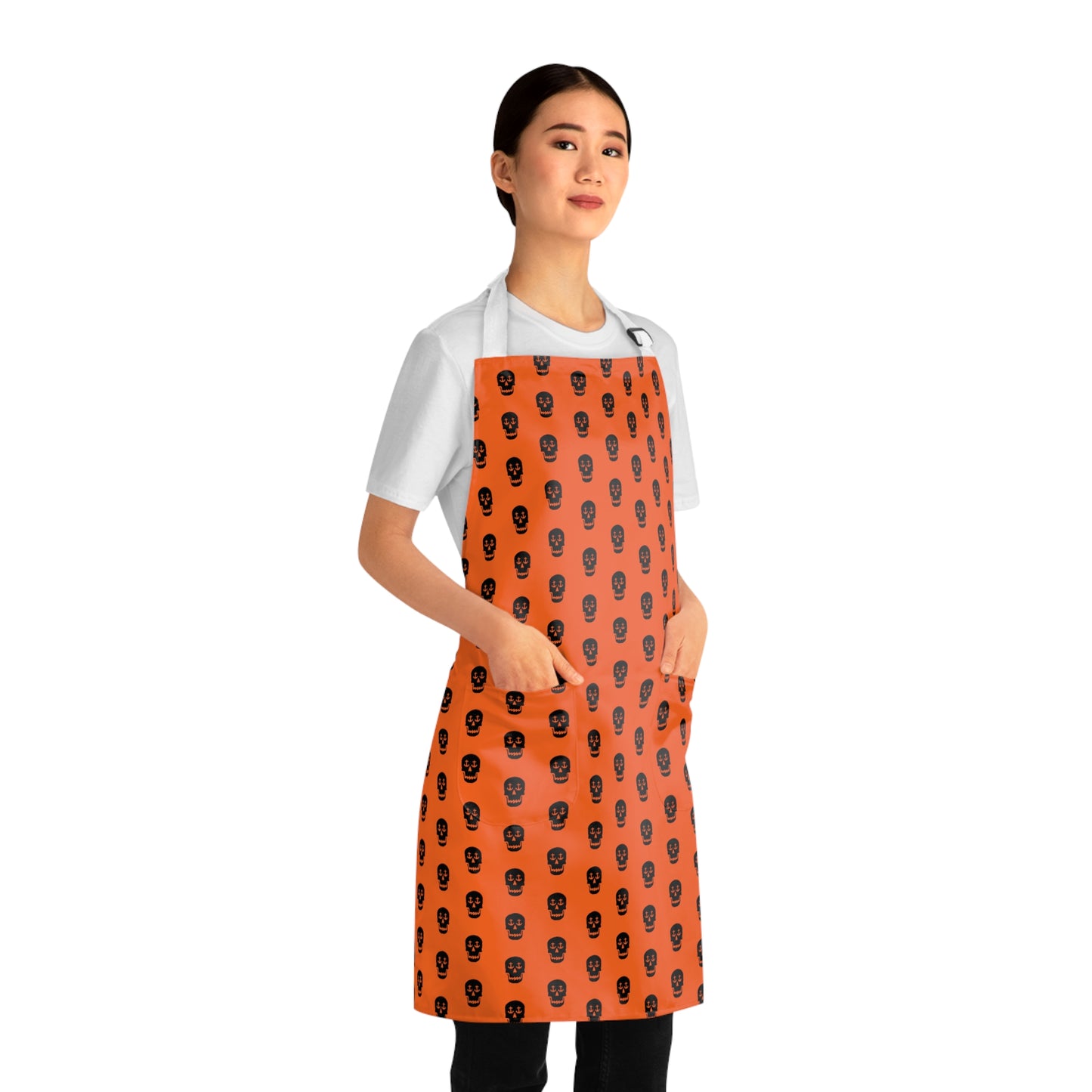 Nautical Skull Anchor Eyes Apron - Stylish Maritime Cooking and Baking Apron (Orange)