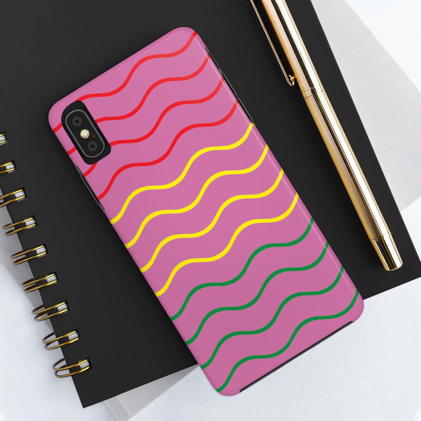 Rastafarian Chevron Pattern Phone Case, Vibrant Color Design, Unique Rasta Phone Cover, Stylish Protective Case