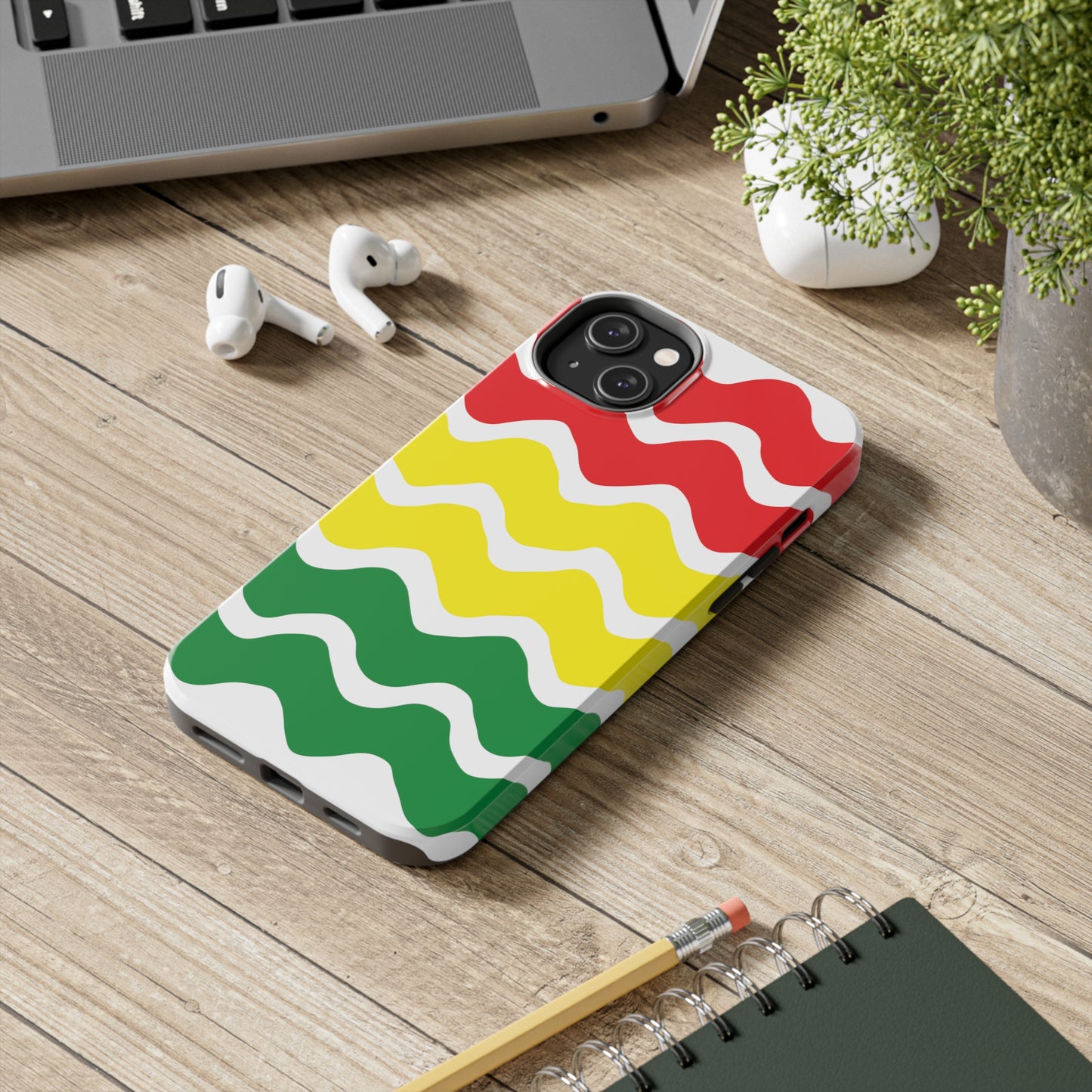 Rastafarian Chevron Pattern Phone Case, Vibrant Color Design, Unique Rasta Phone Cover, Stylish Protective Case