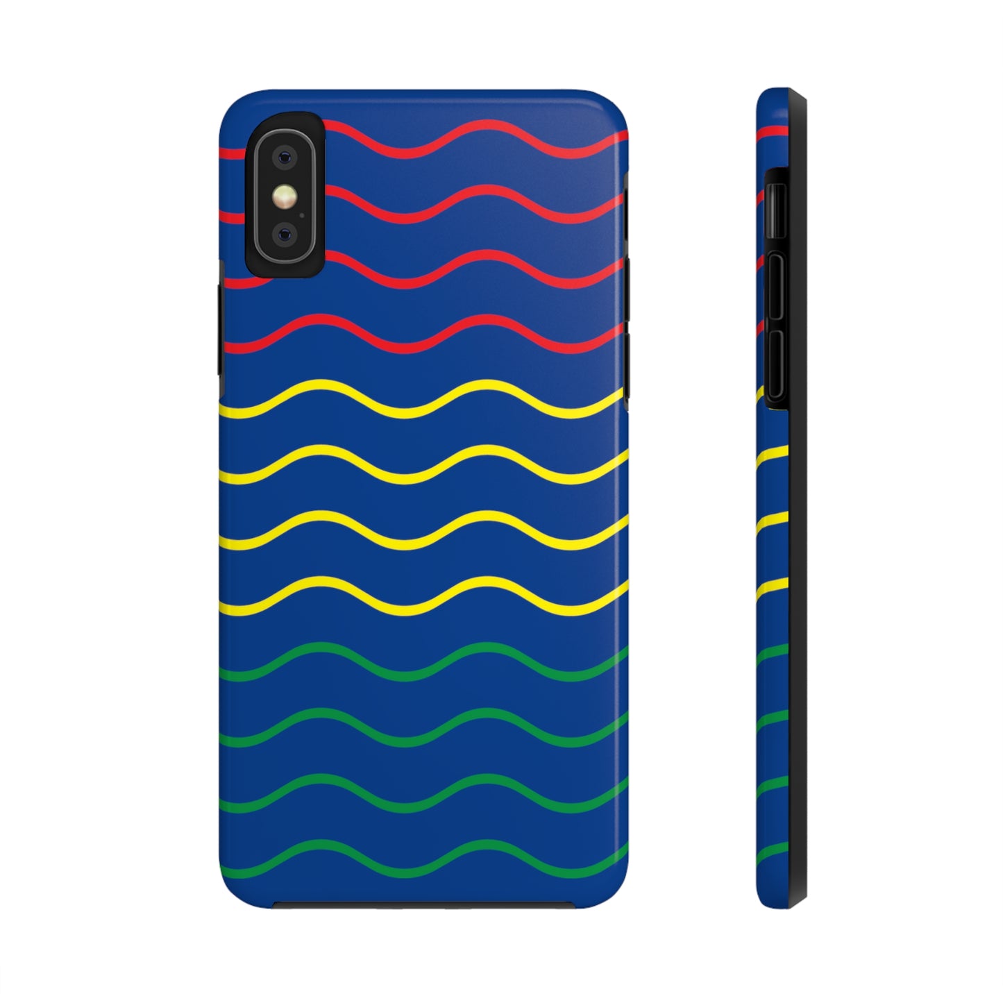 Rastafarian Chevron Pattern Phone Case, Vibrant Color Design, Unique Rasta Phone Cover, Stylish Protective Case (Navy Blue Background)