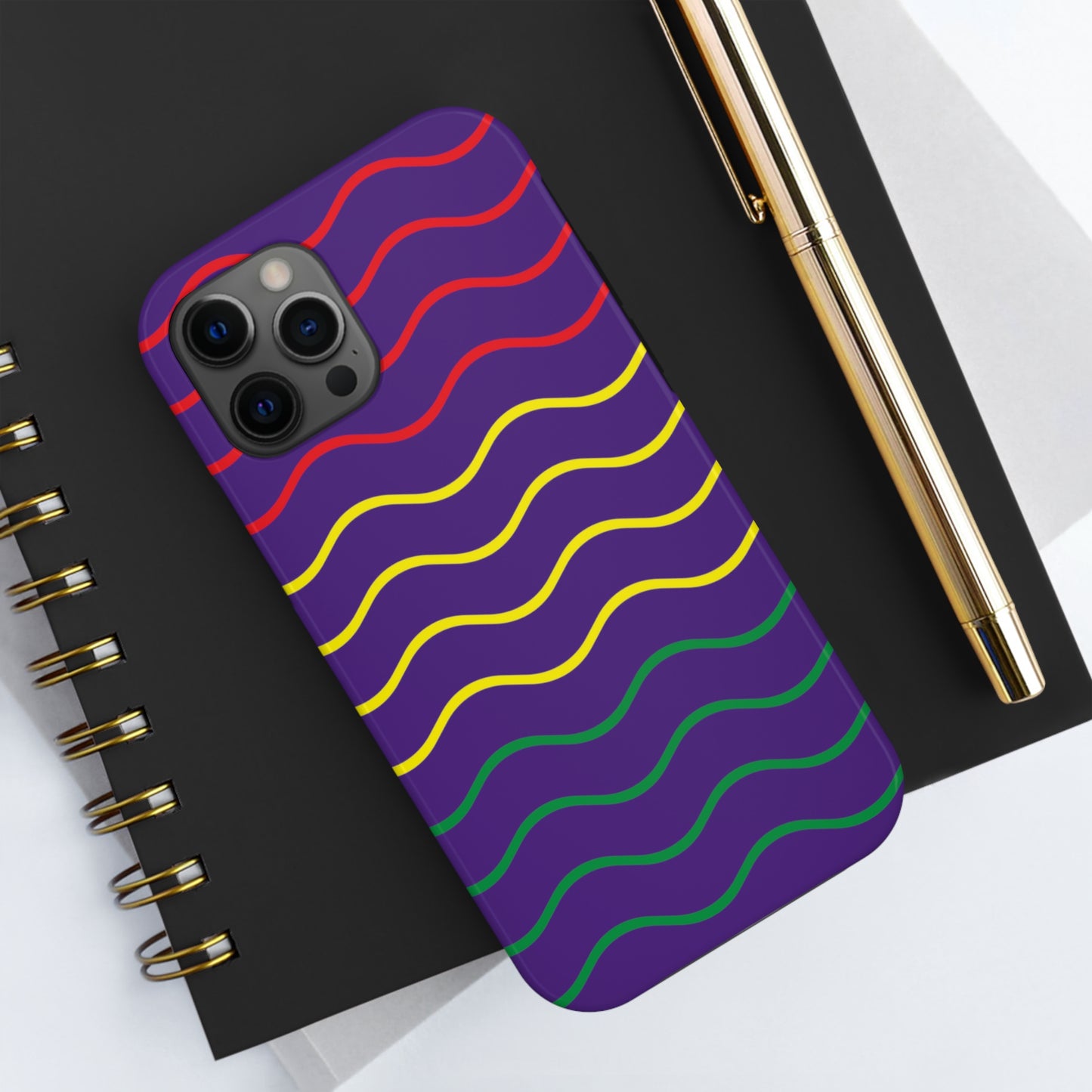 Rastafarian Chevron Pattern Phone Case, Vibrant Color Design, Unique Rasta Phone Cover, Stylish Protective Case (Purple Background)