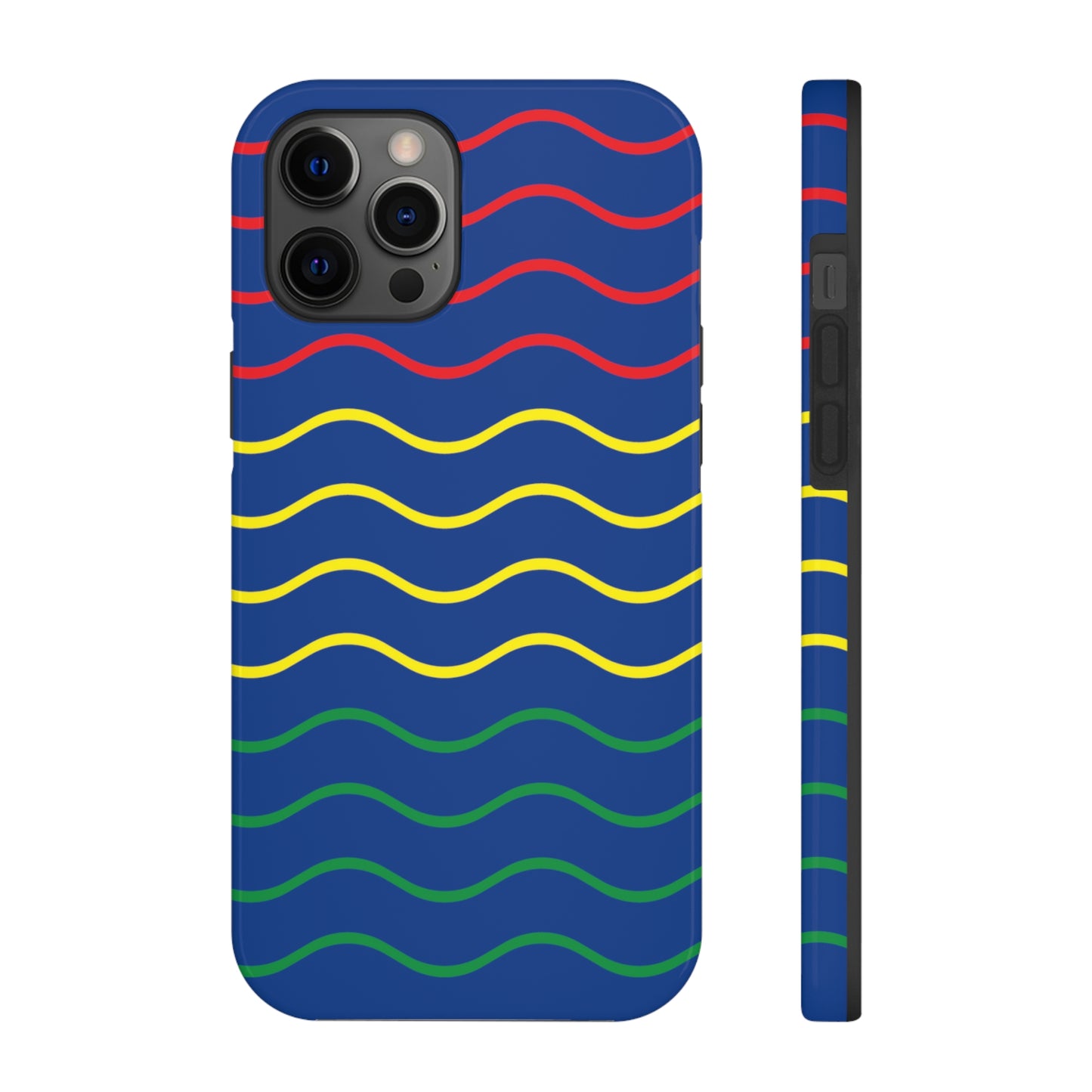 Rastafarian Chevron Pattern Phone Case, Vibrant Color Design, Unique Rasta Phone Cover, Stylish Protective Case (Navy Blue Background)