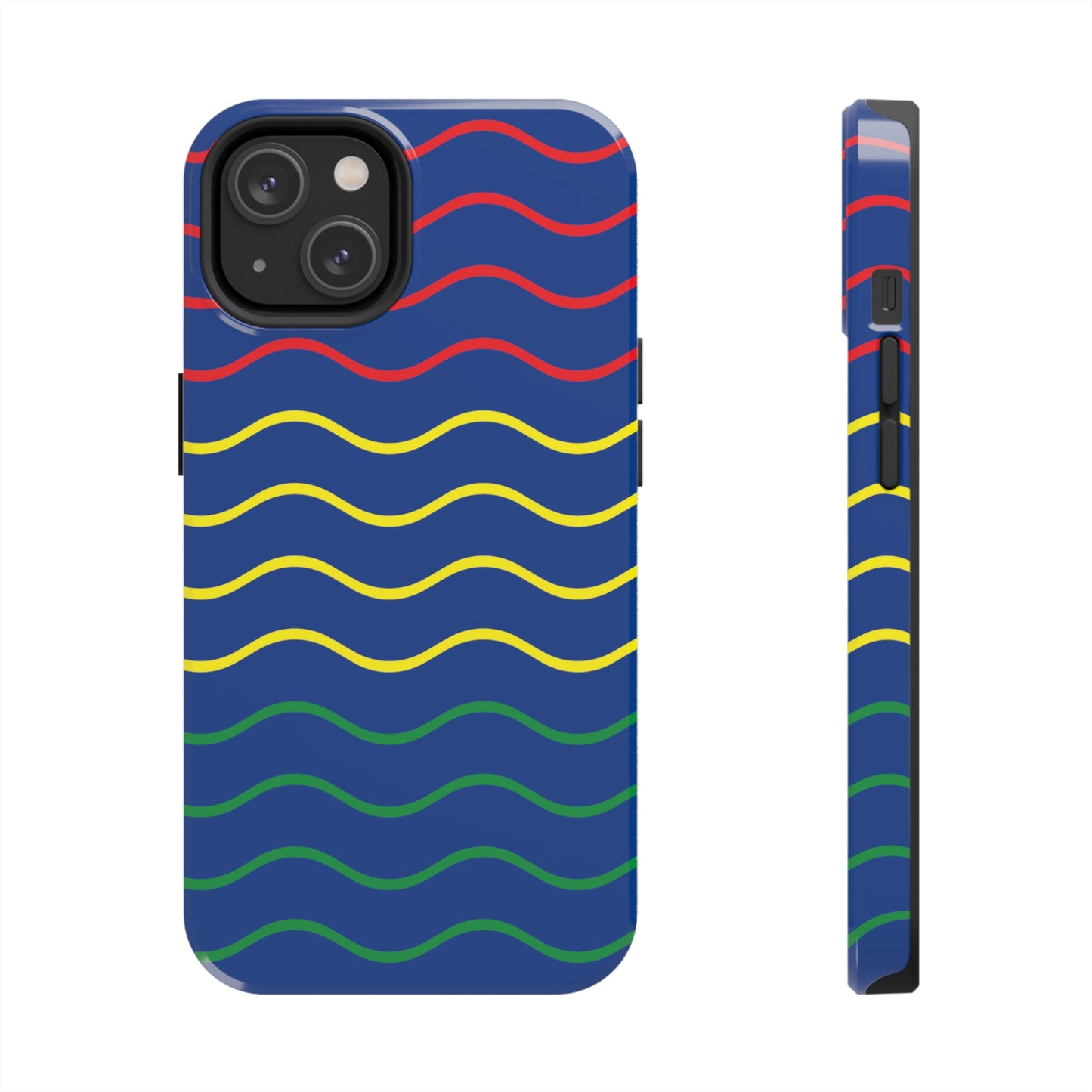 Rastafarian Chevron Pattern Phone Case, Vibrant Color Design, Unique Rasta Phone Cover, Stylish Protective Case (Navy Blue Background)