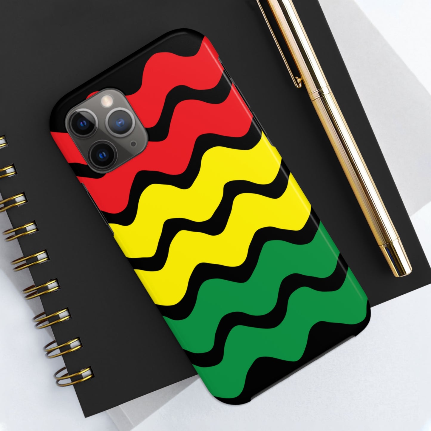 Rastafarian Chevron Pattern Phone Case, Vibrant Color Design, Unique Rasta Phone Cover, Stylish Protective Case