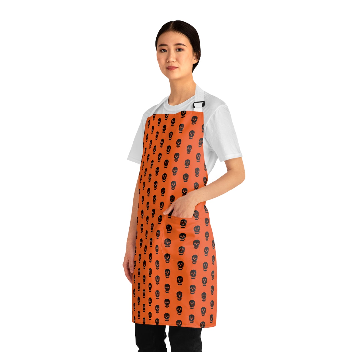 Nautical Skull Anchor Eyes Apron - Stylish Maritime Cooking and Baking Apron (Orange)