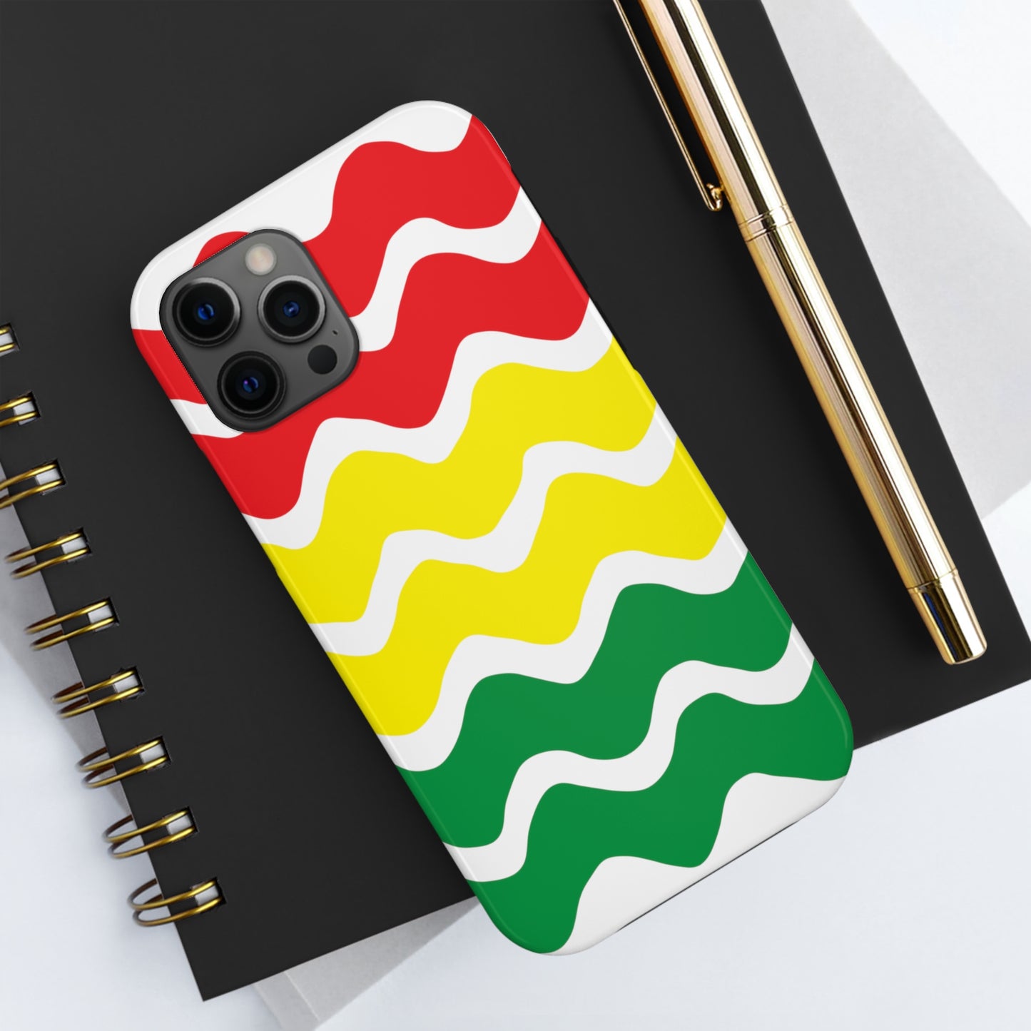 Rastafarian Chevron Pattern Phone Case, Vibrant Color Design, Unique Rasta Phone Cover, Stylish Protective Case