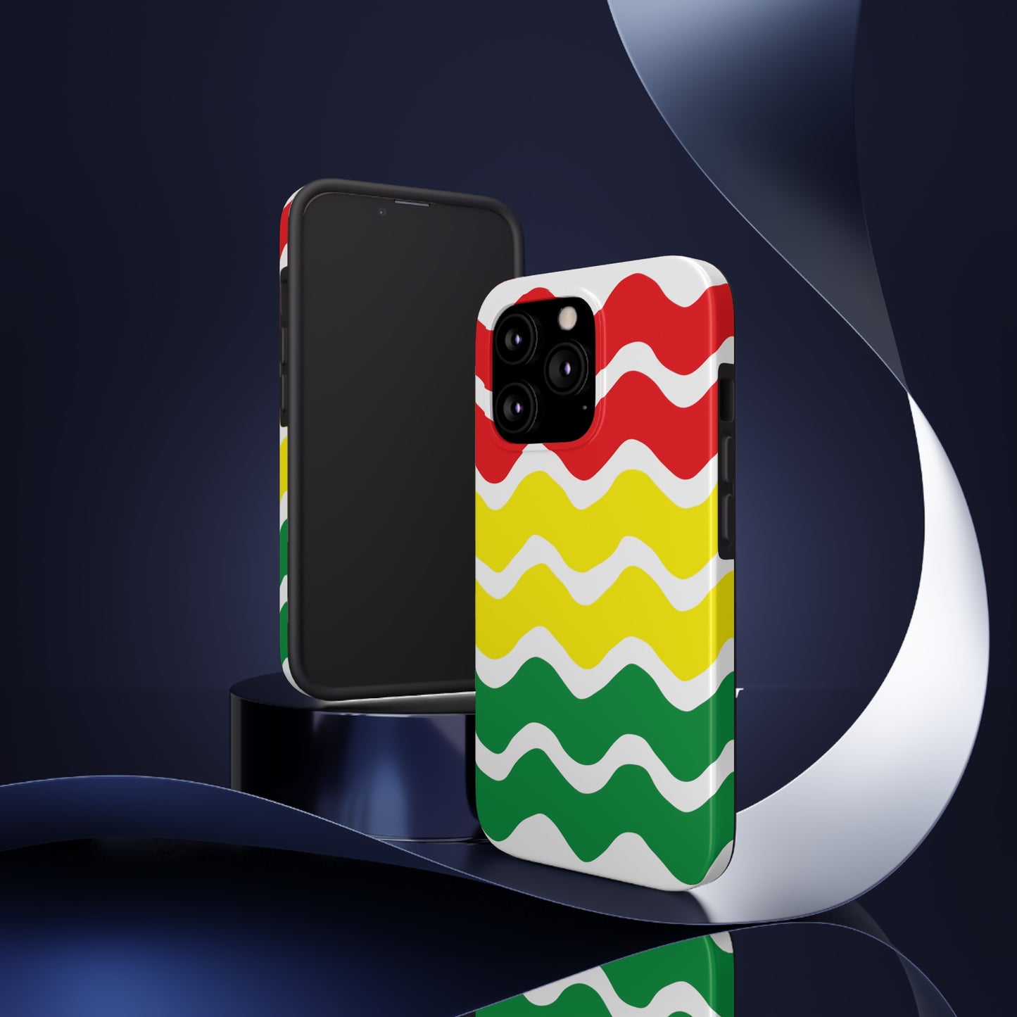 Rastafarian Chevron Pattern Phone Case, Vibrant Color Design, Unique Rasta Phone Cover, Stylish Protective Case