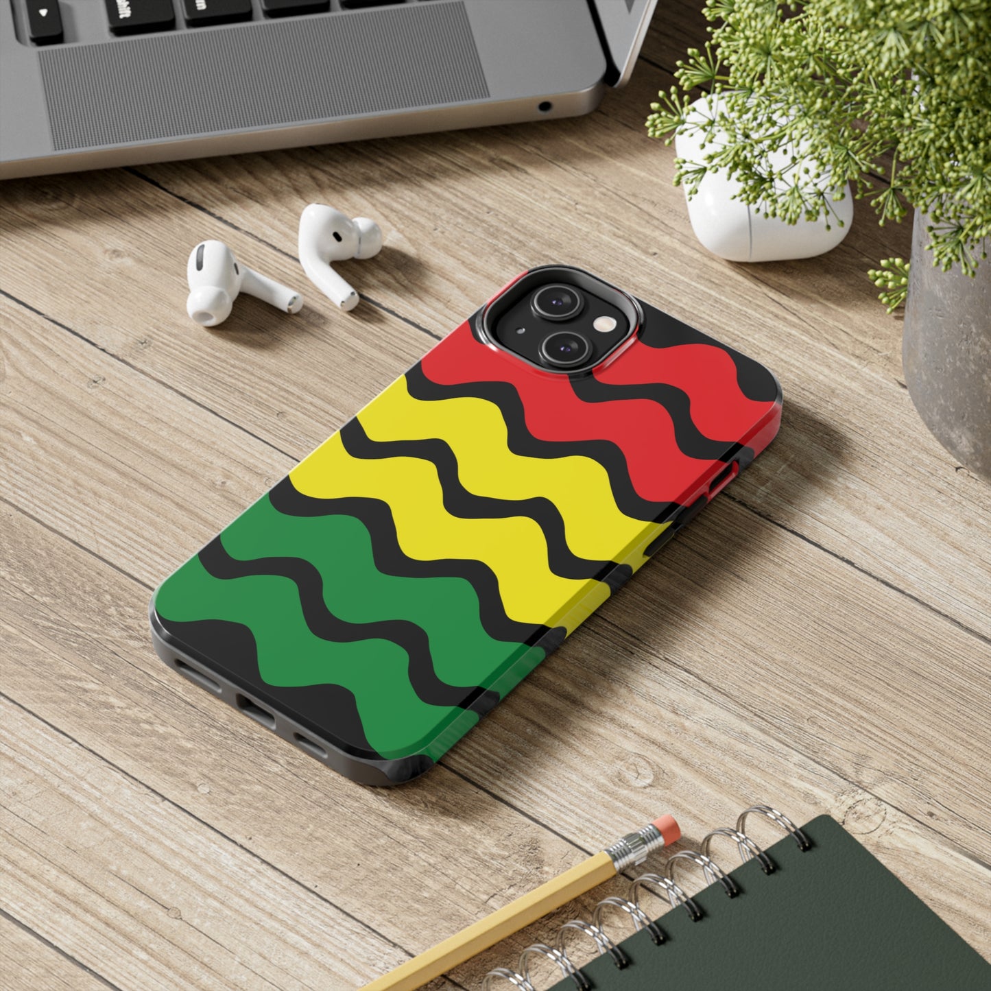 Rastafarian Chevron Pattern Phone Case, Vibrant Color Design, Unique Rasta Phone Cover, Stylish Protective Case