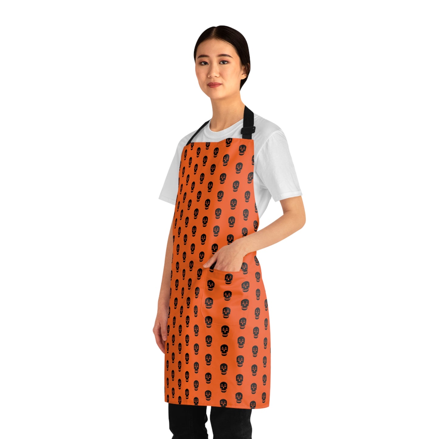 Nautical Skull Anchor Eyes Apron - Stylish Maritime Cooking and Baking Apron (Orange)