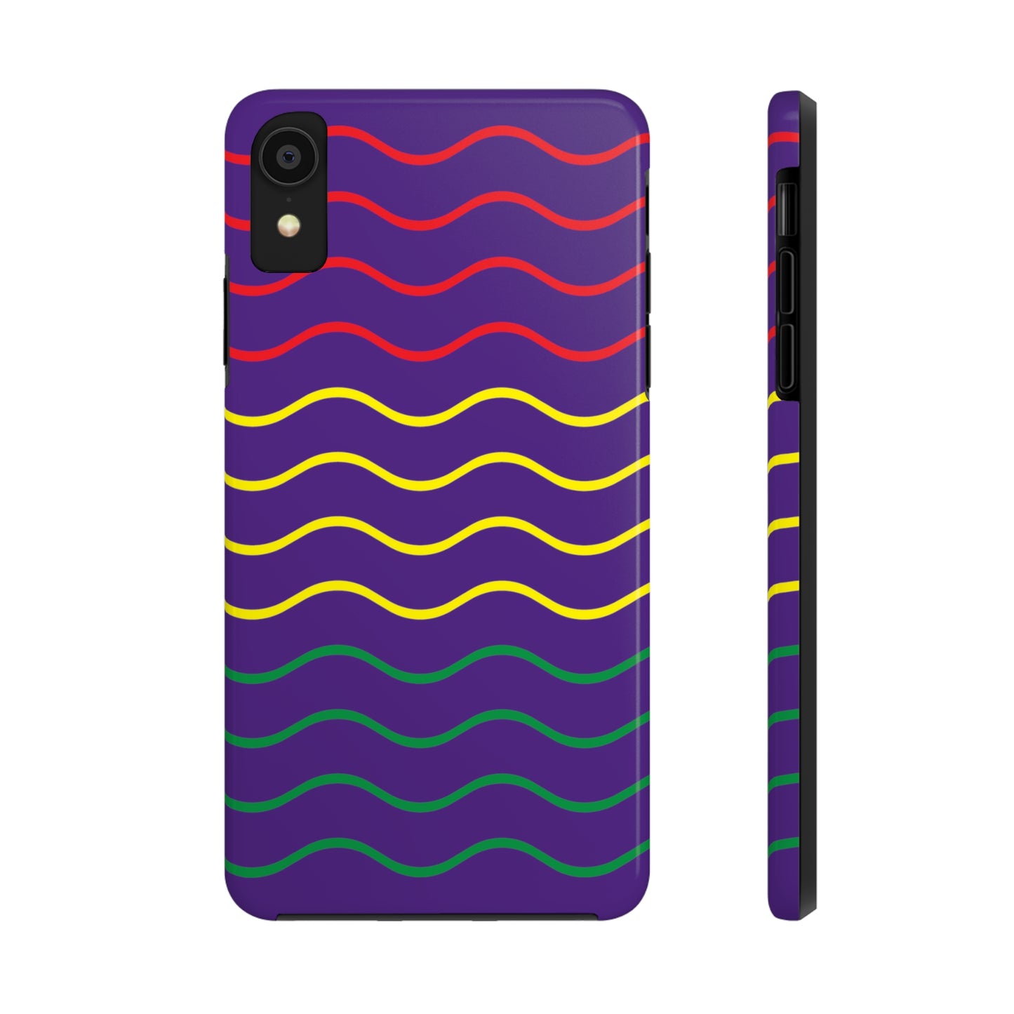 Rastafarian Chevron Pattern Phone Case, Vibrant Color Design, Unique Rasta Phone Cover, Stylish Protective Case (Purple Background)